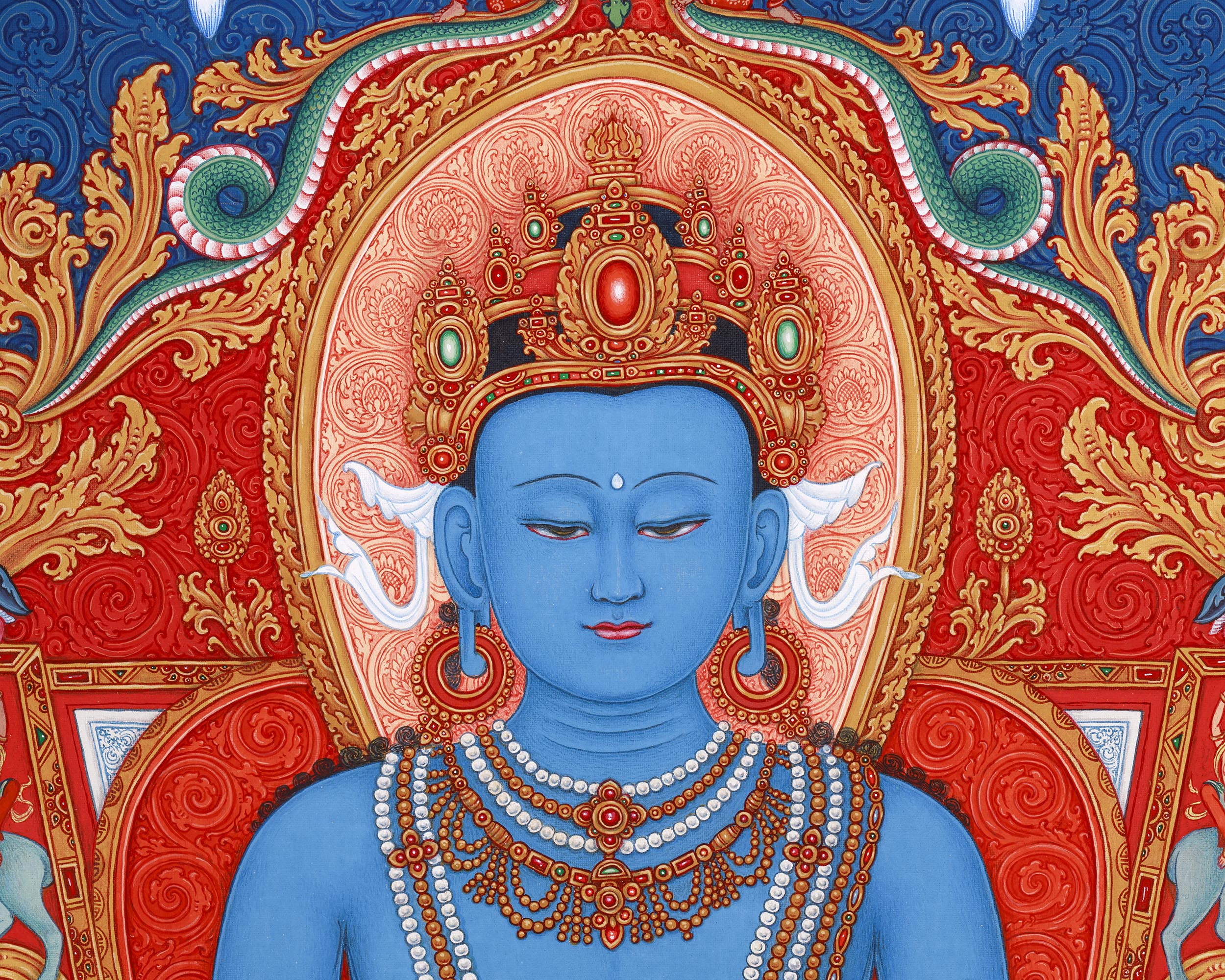 Akshobhya Thangka Print | High-Quality Artwork Capturing the Divine Blue Buddha Essence