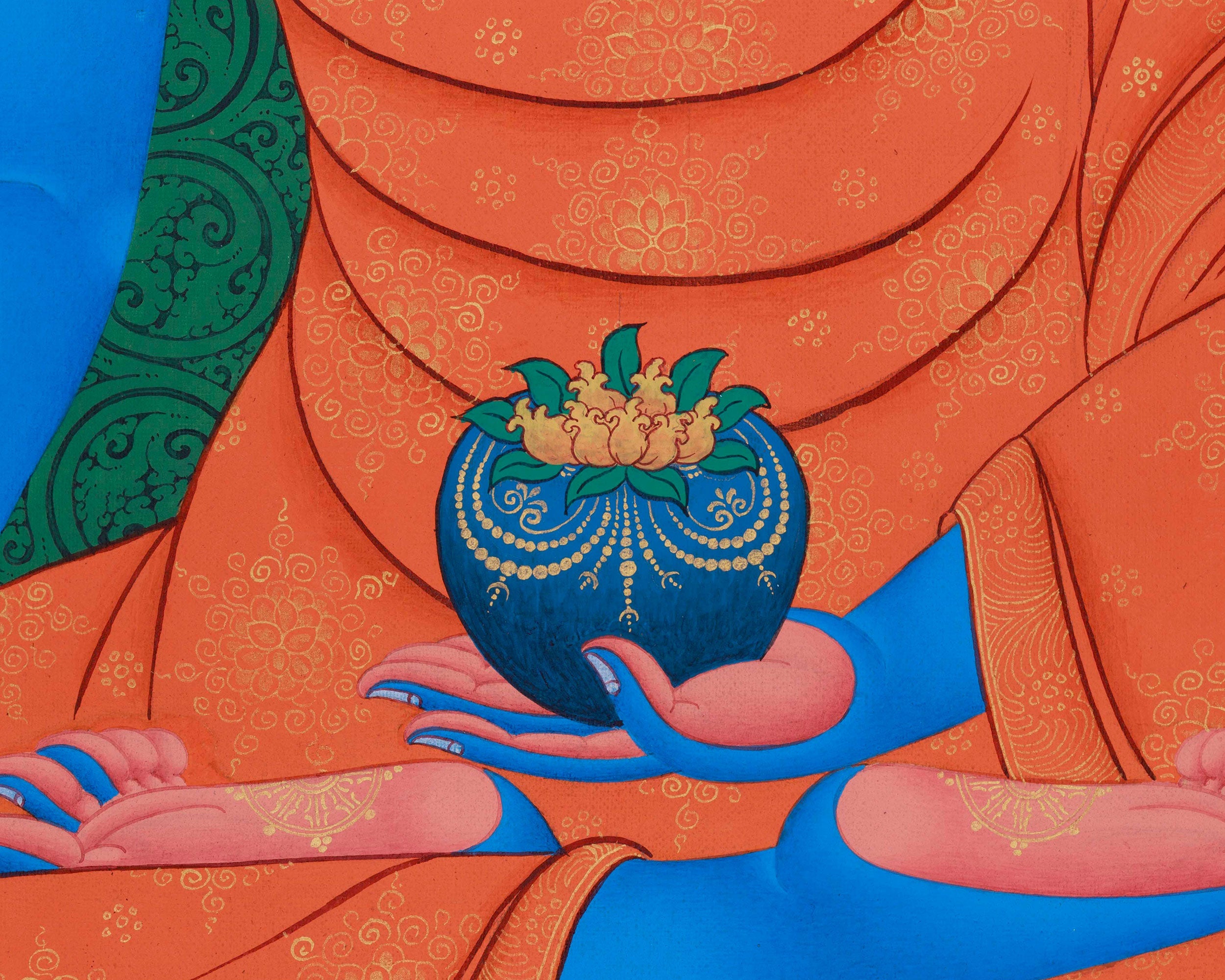 Tibetan Healing Medicine Buddha Thangka | Sacred Kadampa Style Art