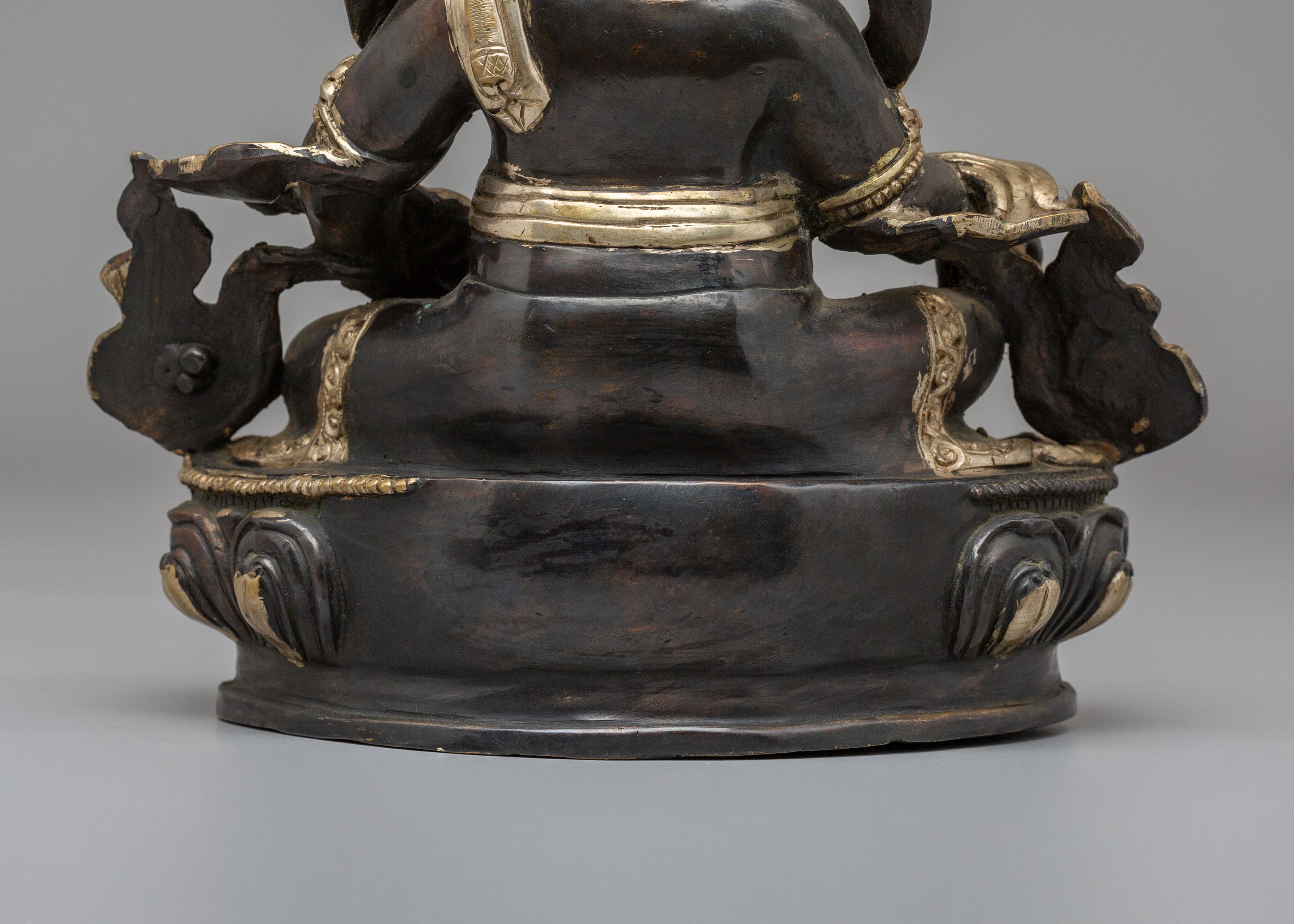 Handmade Wealth Deity Dzambhala Statue | Oxidized Copper Body With Silver Plating