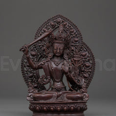 Sacred Manjushri Oxidized Copper Statue