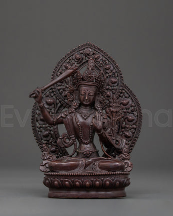 Sacred Manjushri Oxidized Copper Statue
