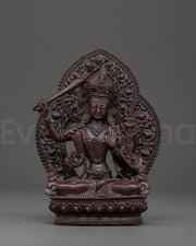 Sacred Manjushri Oxidized Copper Statue
