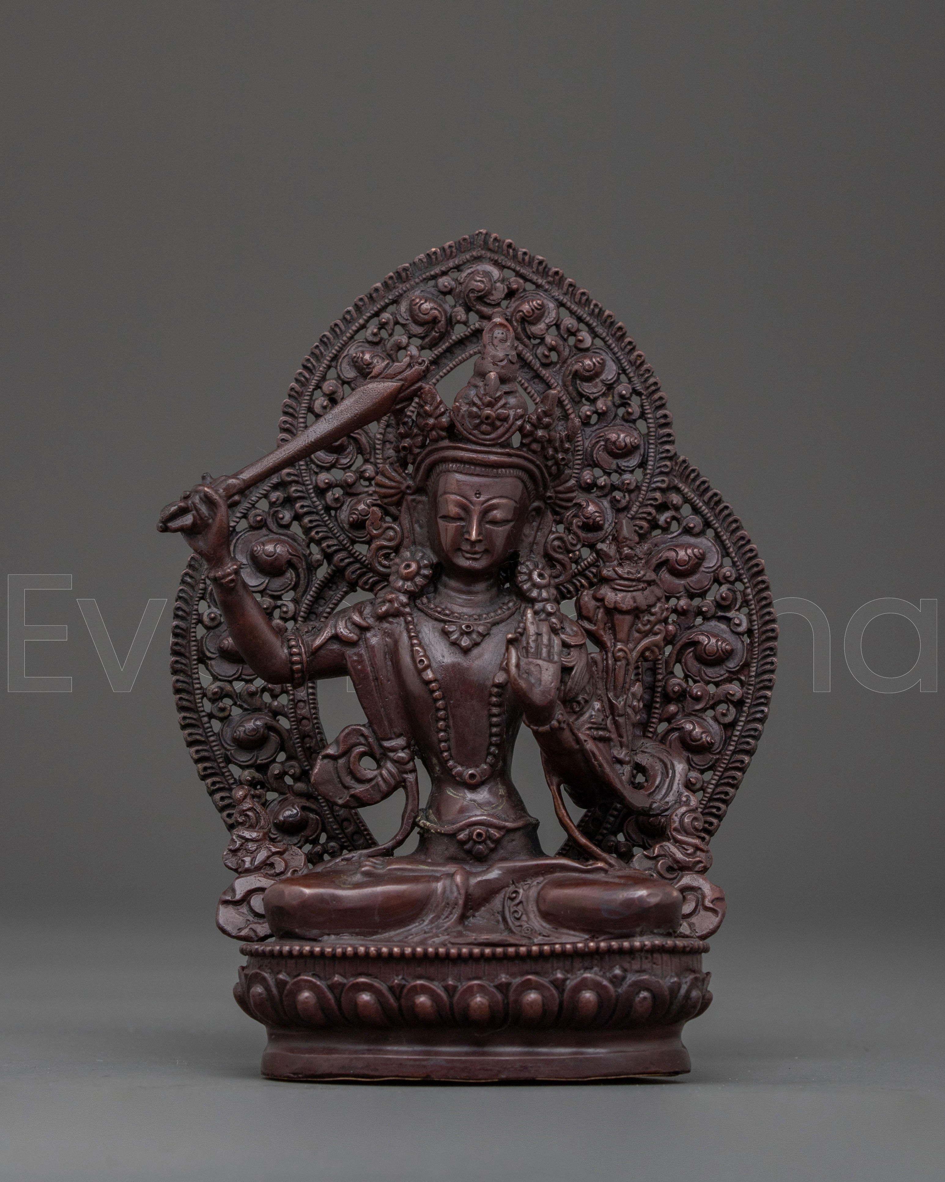 Sacred Manjushri Oxidized Copper Statue