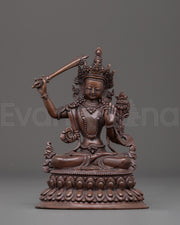 Handmade Manjushri Oxidized Copper Statue
