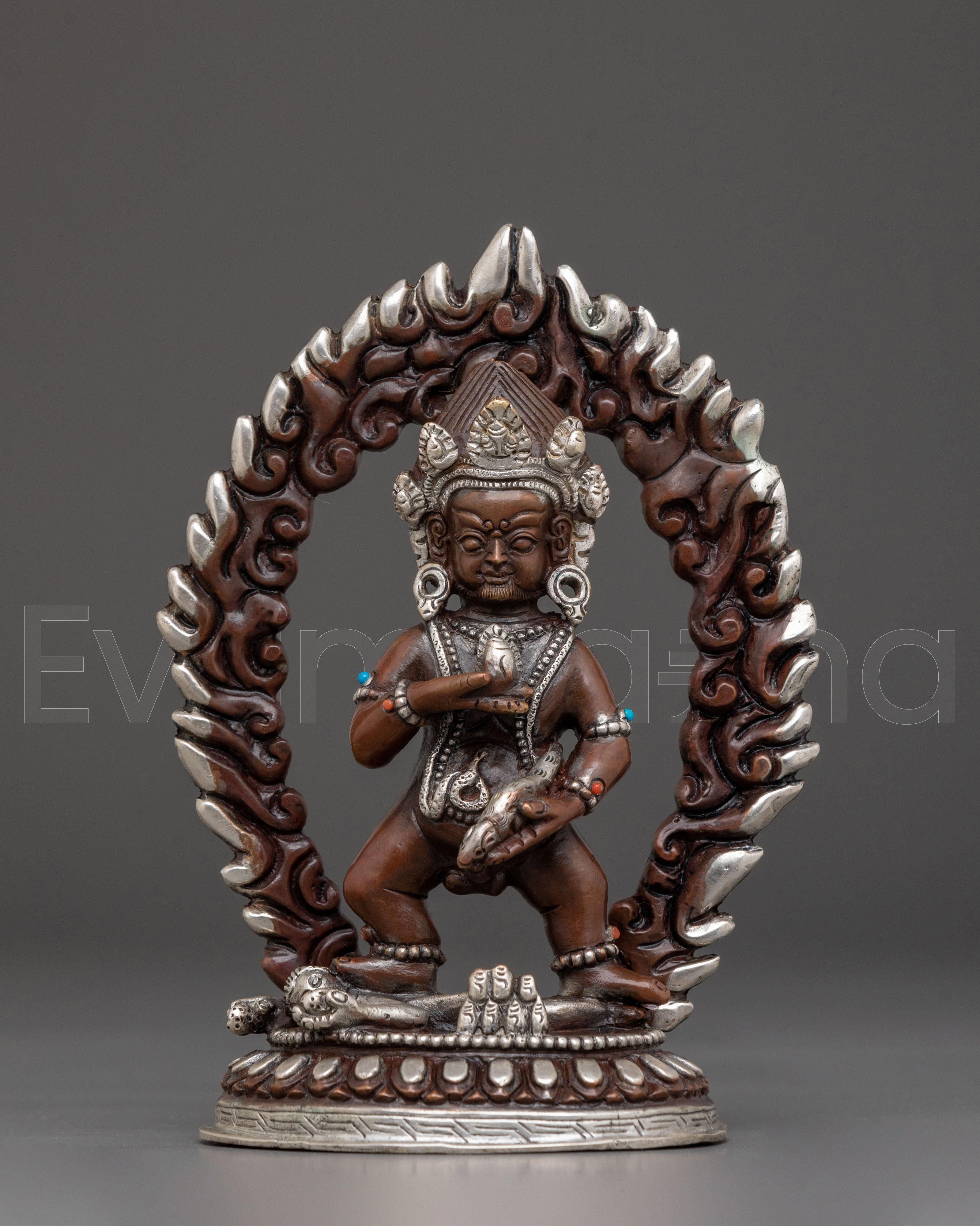 Black Dzambhala Sacred Statue | Buddhist Wealth Deity Art