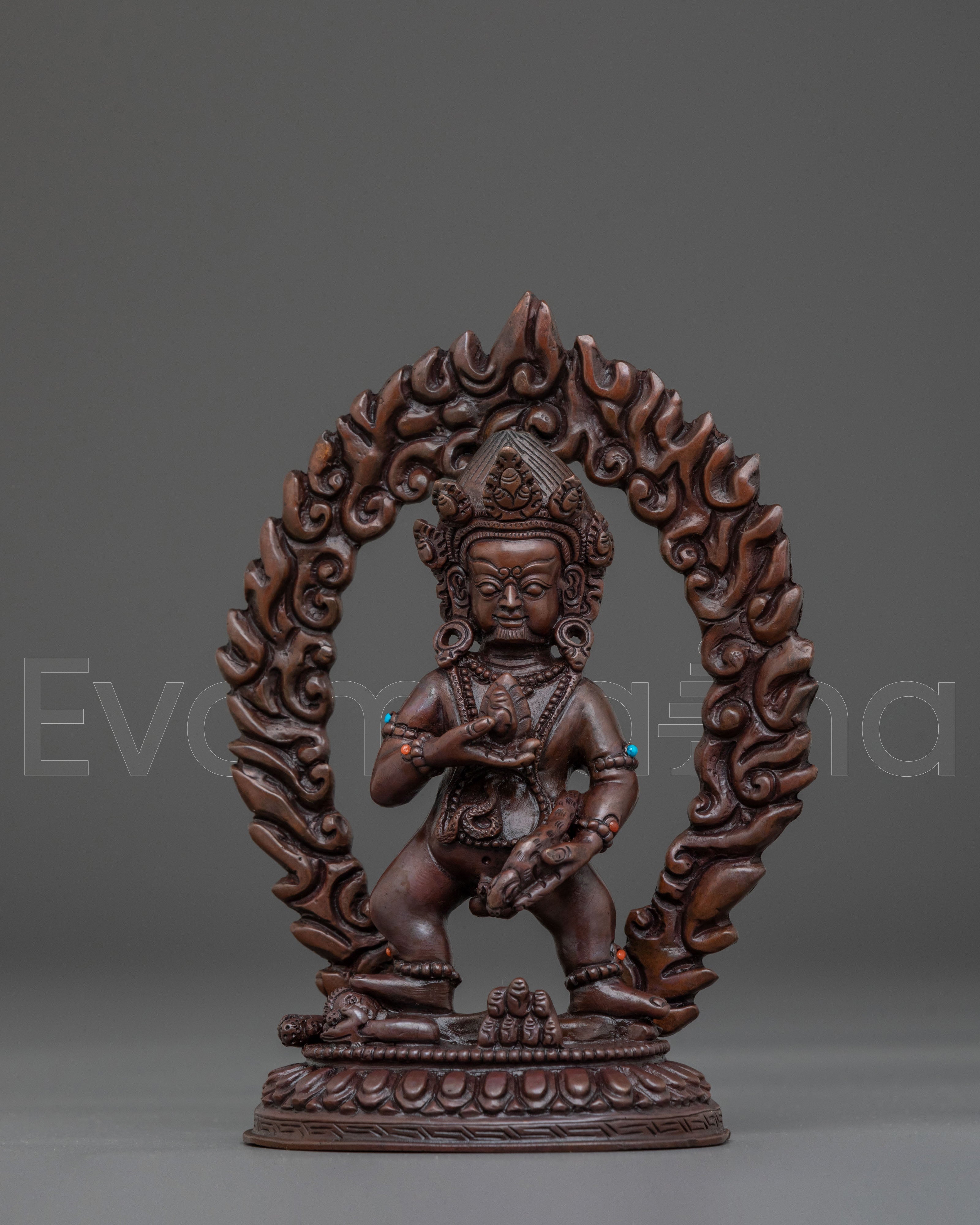 Black Dzambhala Sacred Sculpture | Buddhist Wealth Deity