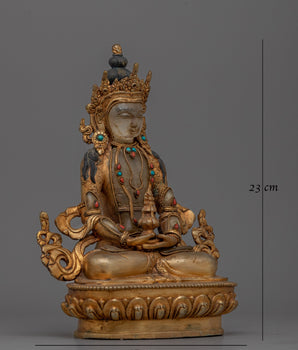 Antique Amitayus Crystal Body Statue | Symbol of Timeless Wisdom
