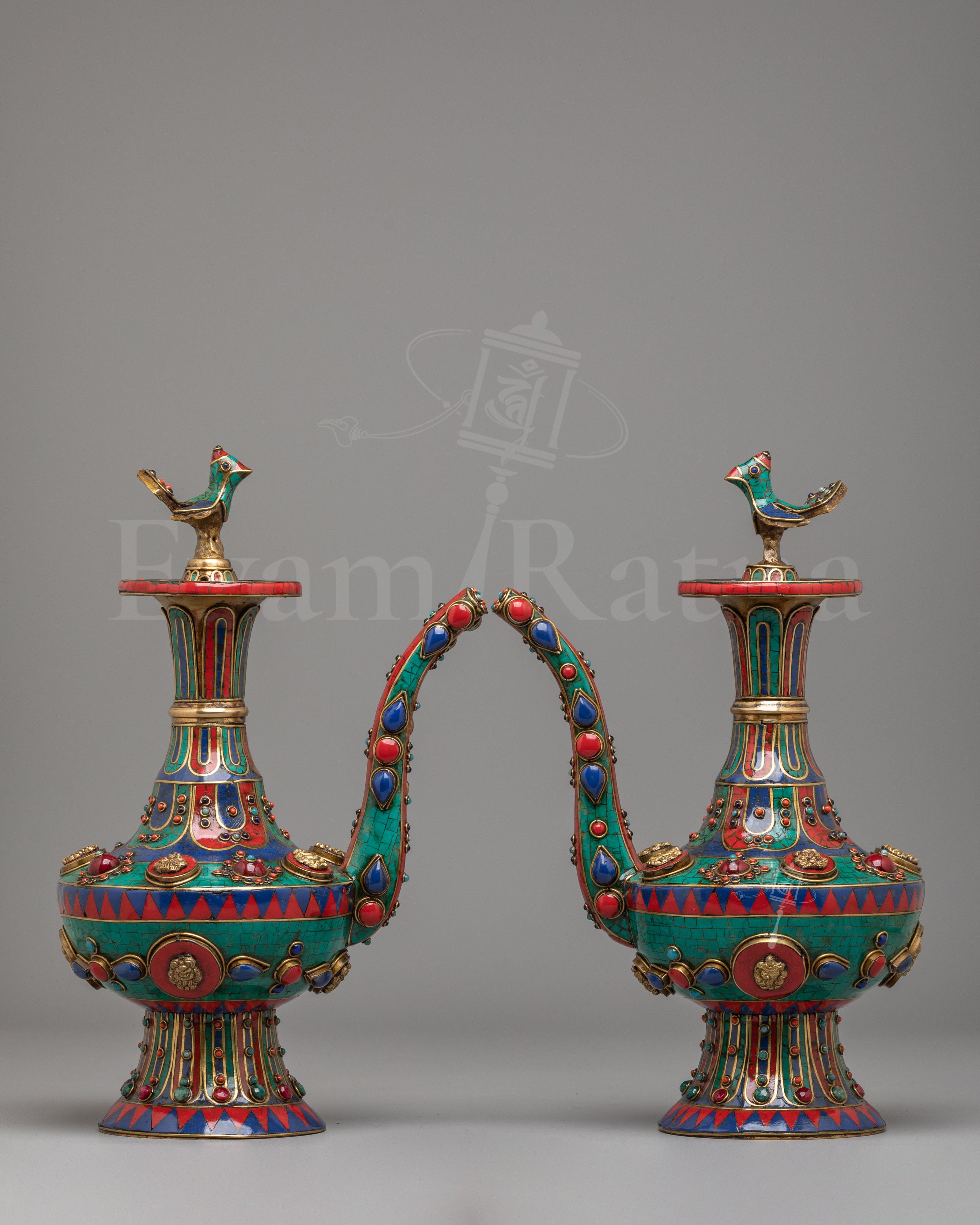 Gemstone Embellished Tea Pot Set | Spiritual Decor for Meditation
