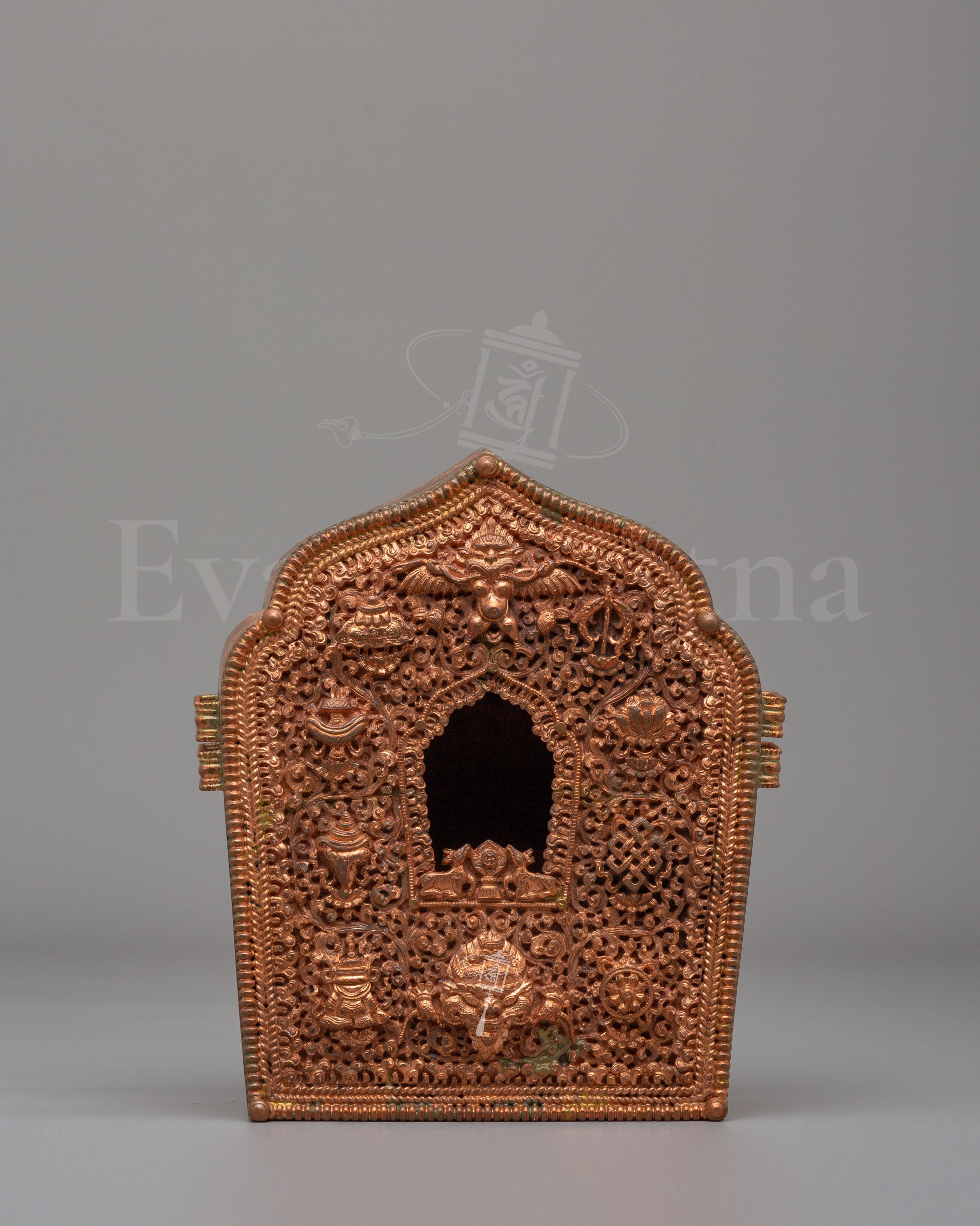 Handcrafted Himalayan Ghau Box | Copper Buddhist Ritual Shrine