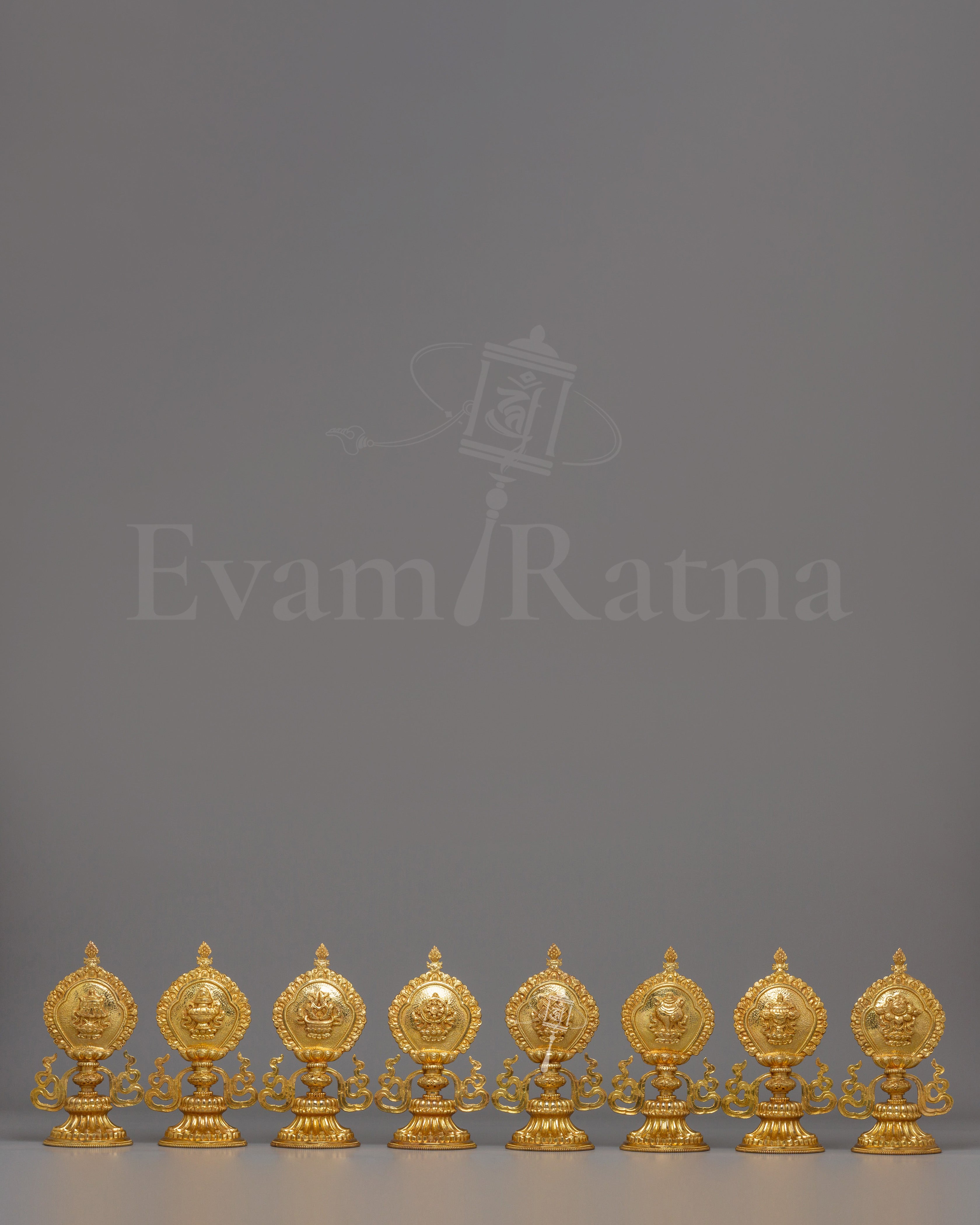 Traditional Eight Auspicious Symbol Set | Sacred Buddhist Altar Decor
