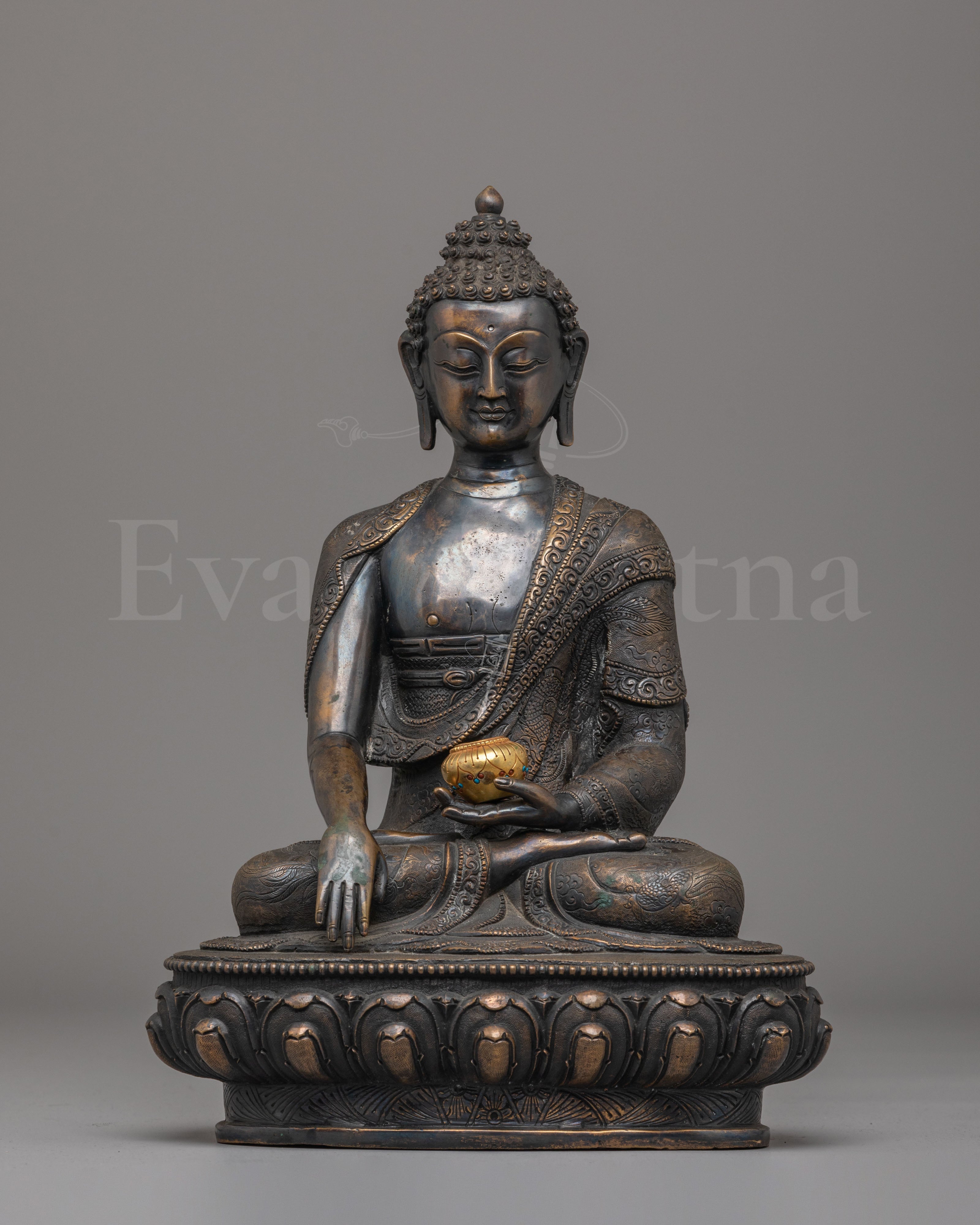 Traditional Himalayan Shakyamuni Buddha Figure | Artwork for Spiritual Decor