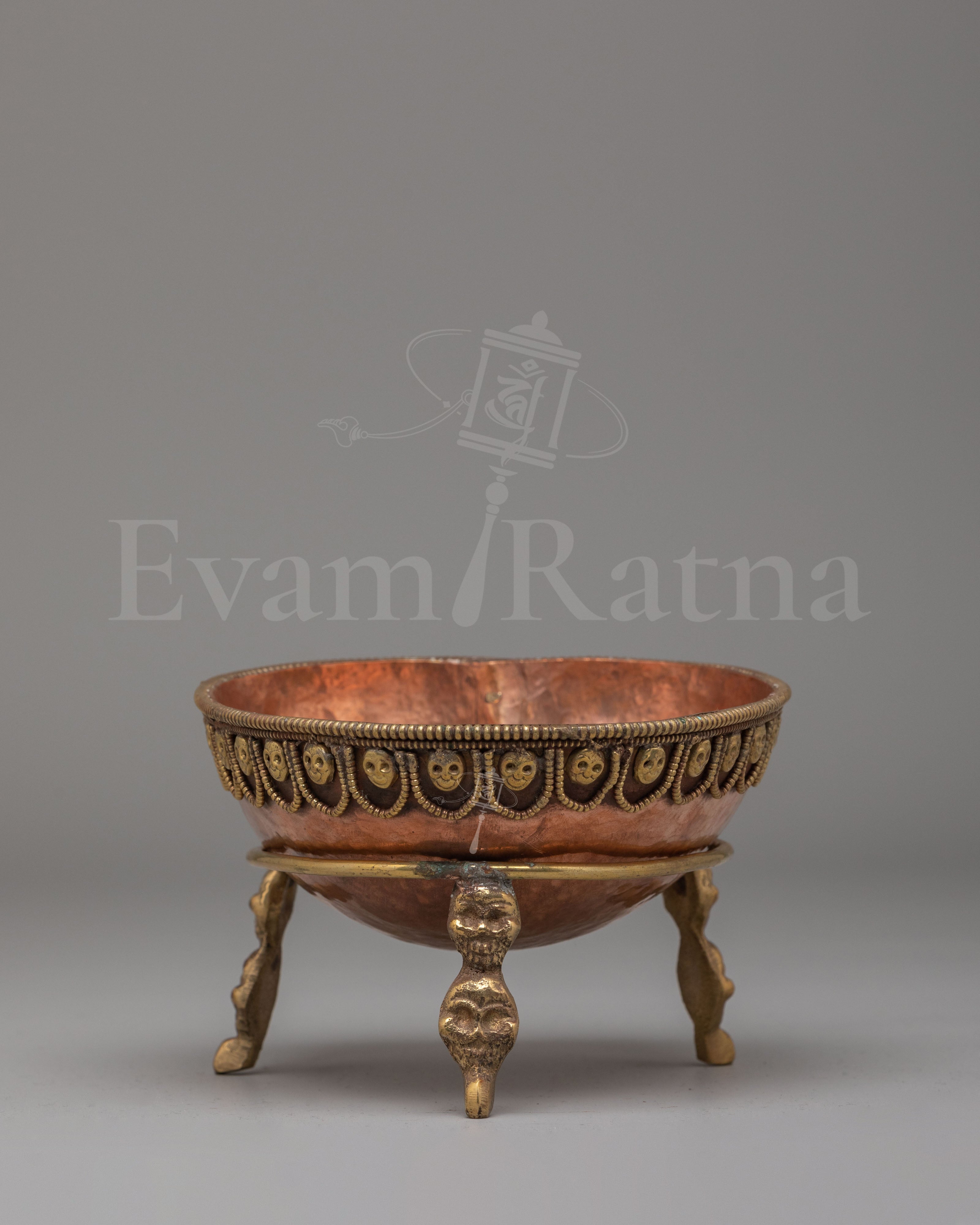 Tibetan Kapala Skull Cup With Stand | Ritual Offerings and Altar Decor