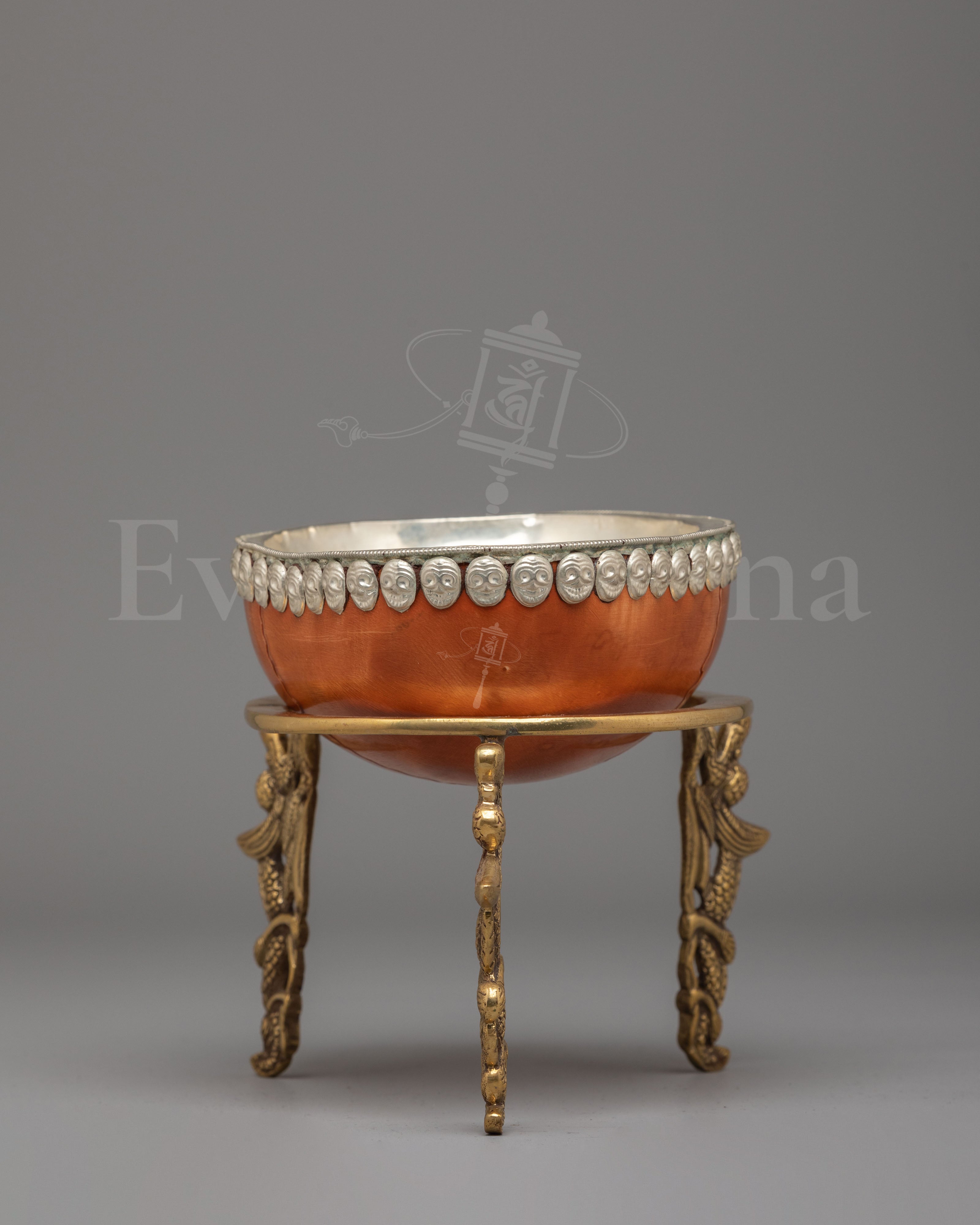 Handmade Kapala Ritual Cup with Stand | Tibetan Buddhist Ritual Bowl