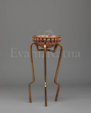 Kapala Skull Cup Stand Set | Himalayan Kapala Vessel with Skull Motifs