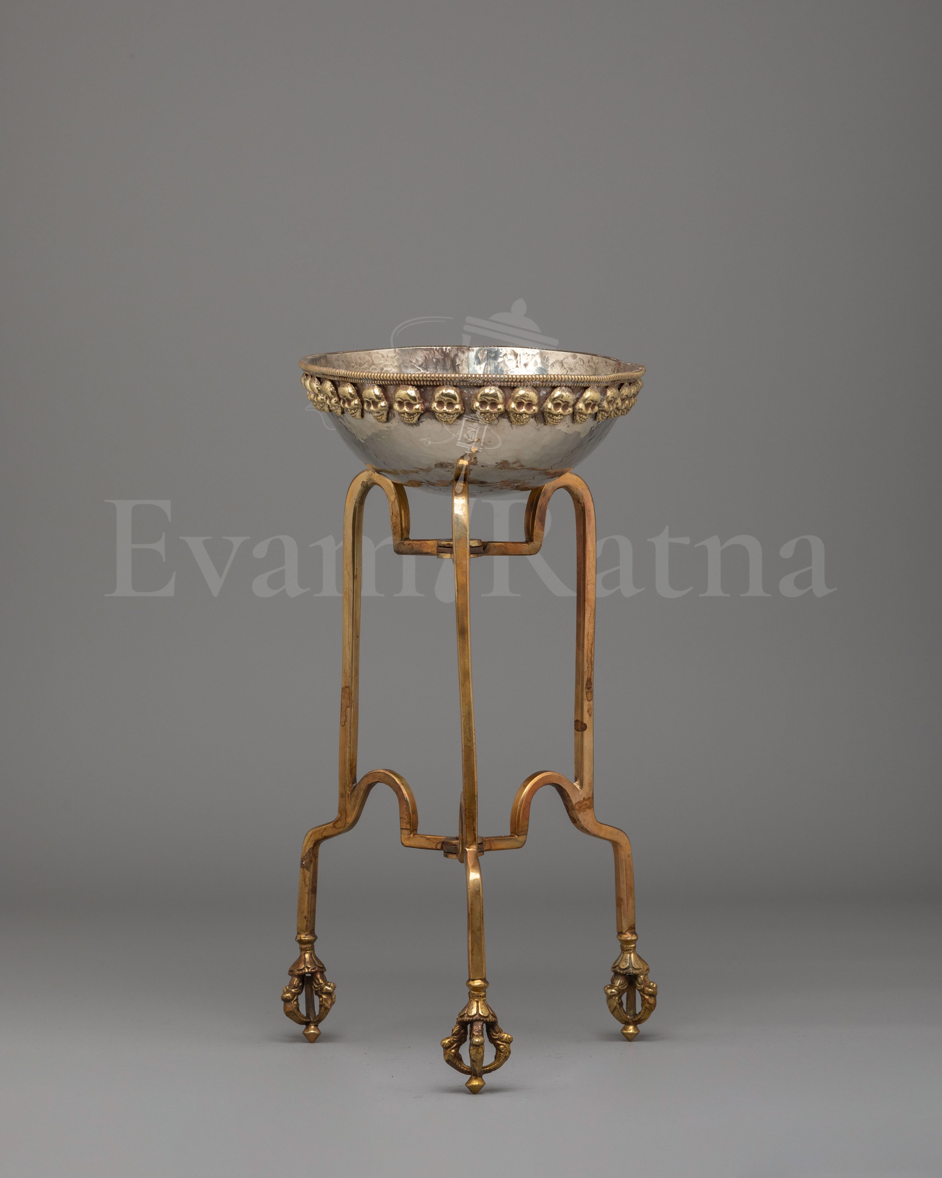 Buddhist Altar Kapala With Stand | Skull Cup for Tantric Rituals
