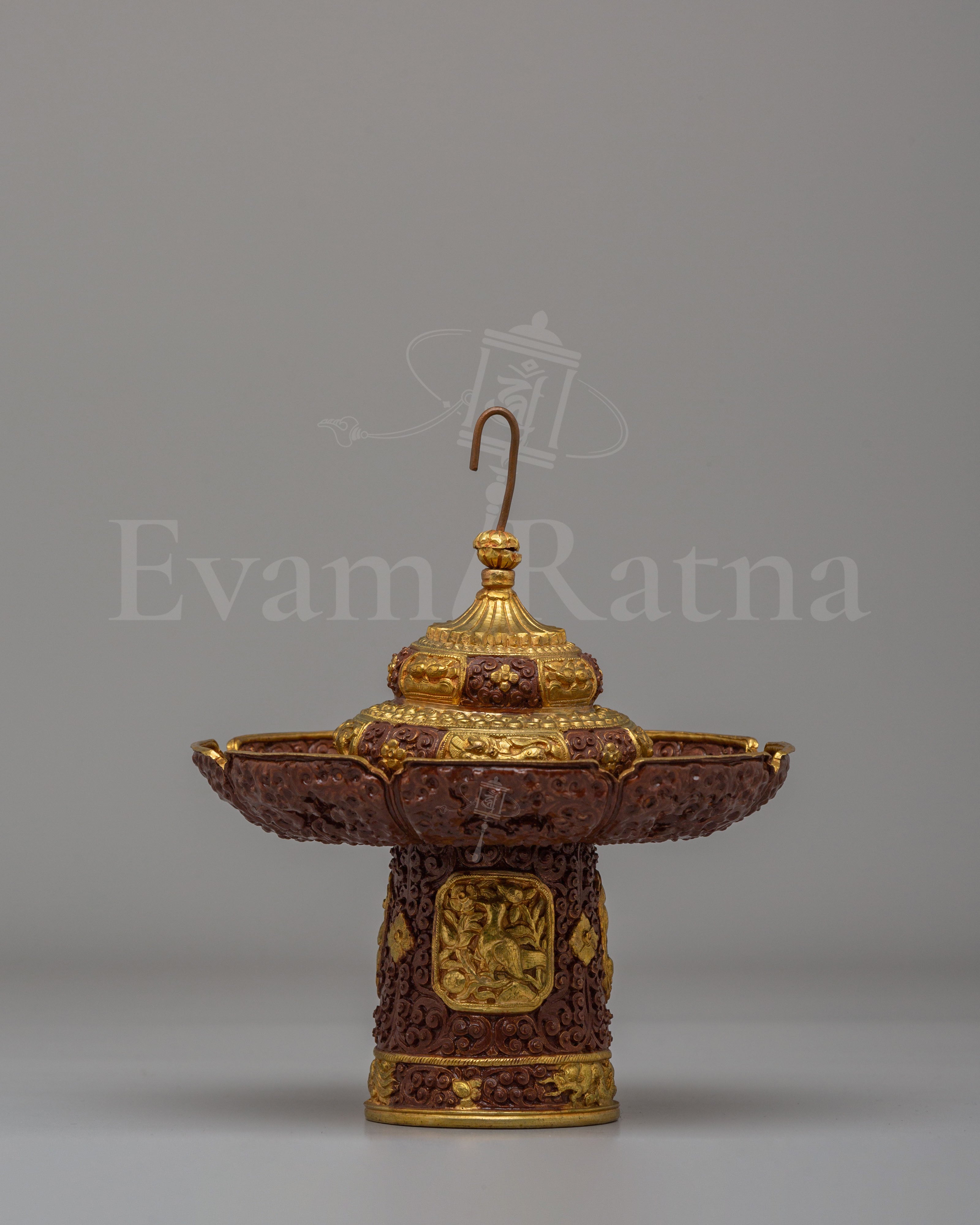 Decorative Himalayan Tea Cup Cover | Traditional Tibetan Ritual Tea Accessory