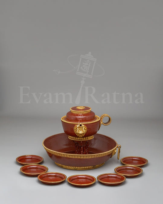 Spiritual Buddhist Water Offering Set | Tibetan Altar Set