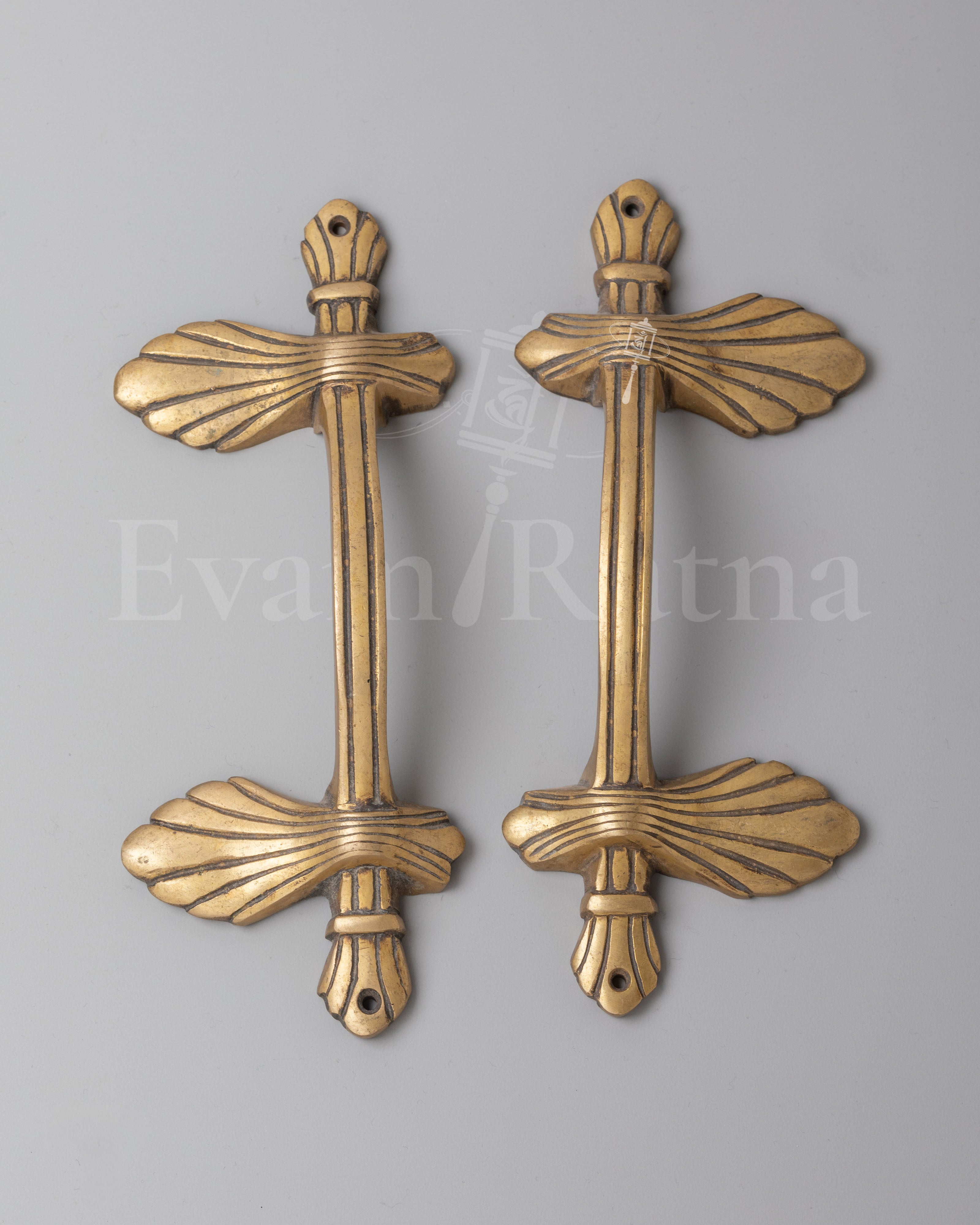 Handcrafted Brass Door Handle Set | Traditional Decorative Door Pulls