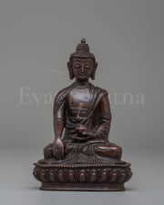 Oxidized Copper Shakyamuni Buddha Statue | Tibetan Artwork