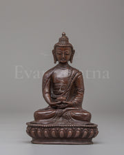 Sacred Amitabha Buddha Altar Statue | Oxidized Copper Buddhist Sculpture