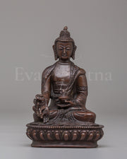 Buddha of Healing Altar Statue | Oxidized Copper Medicine Buddha Sculpture