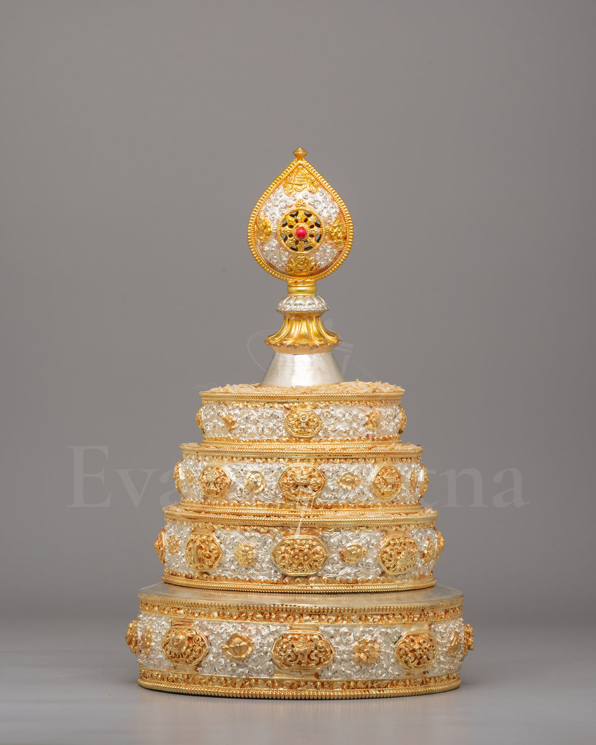 Gold-Plated Tibetan Mandala  Offering