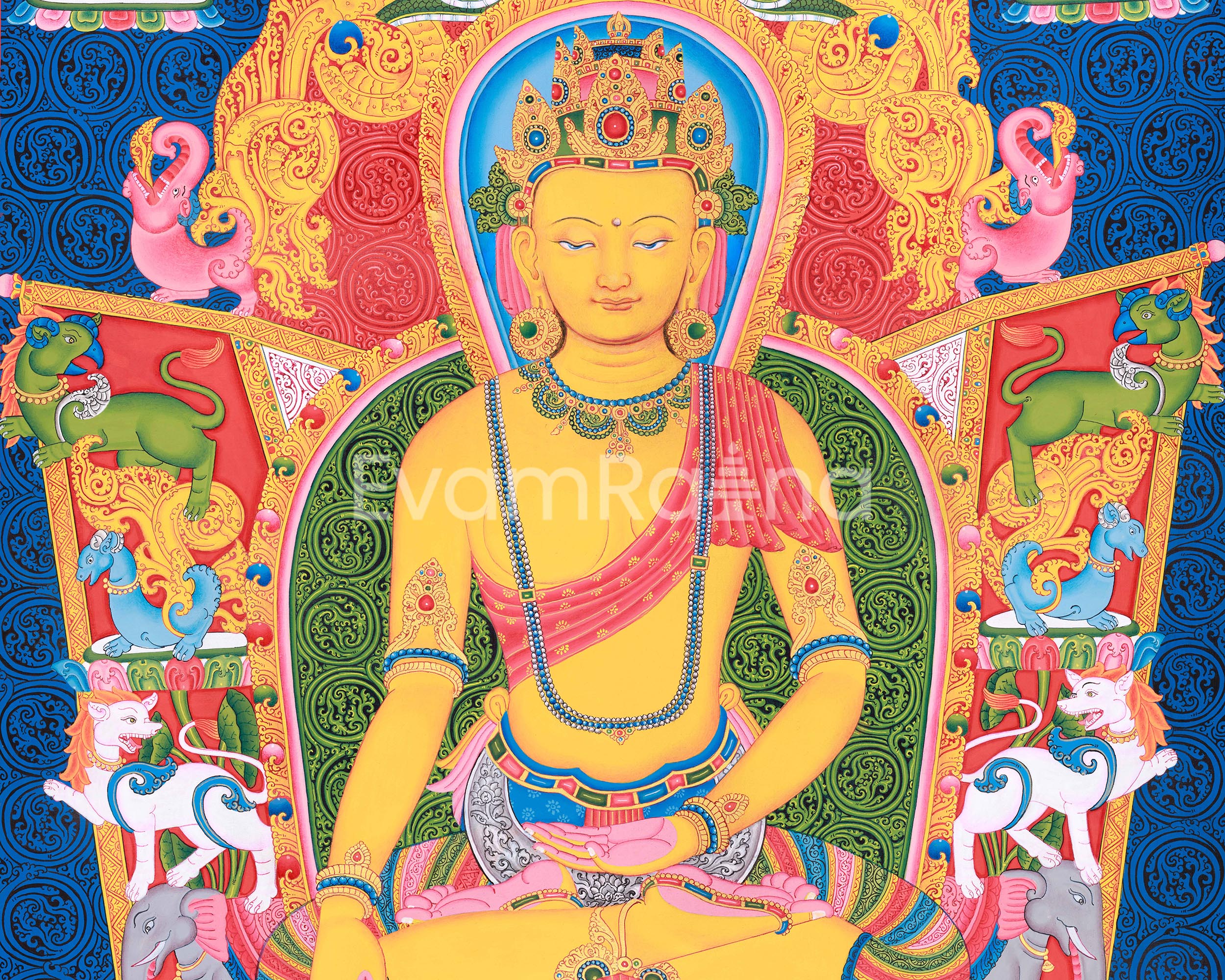 Siddhartha Gautama Thangka Print | Artwok Of Sakyamuni Buddha | Gautama Buddha Print