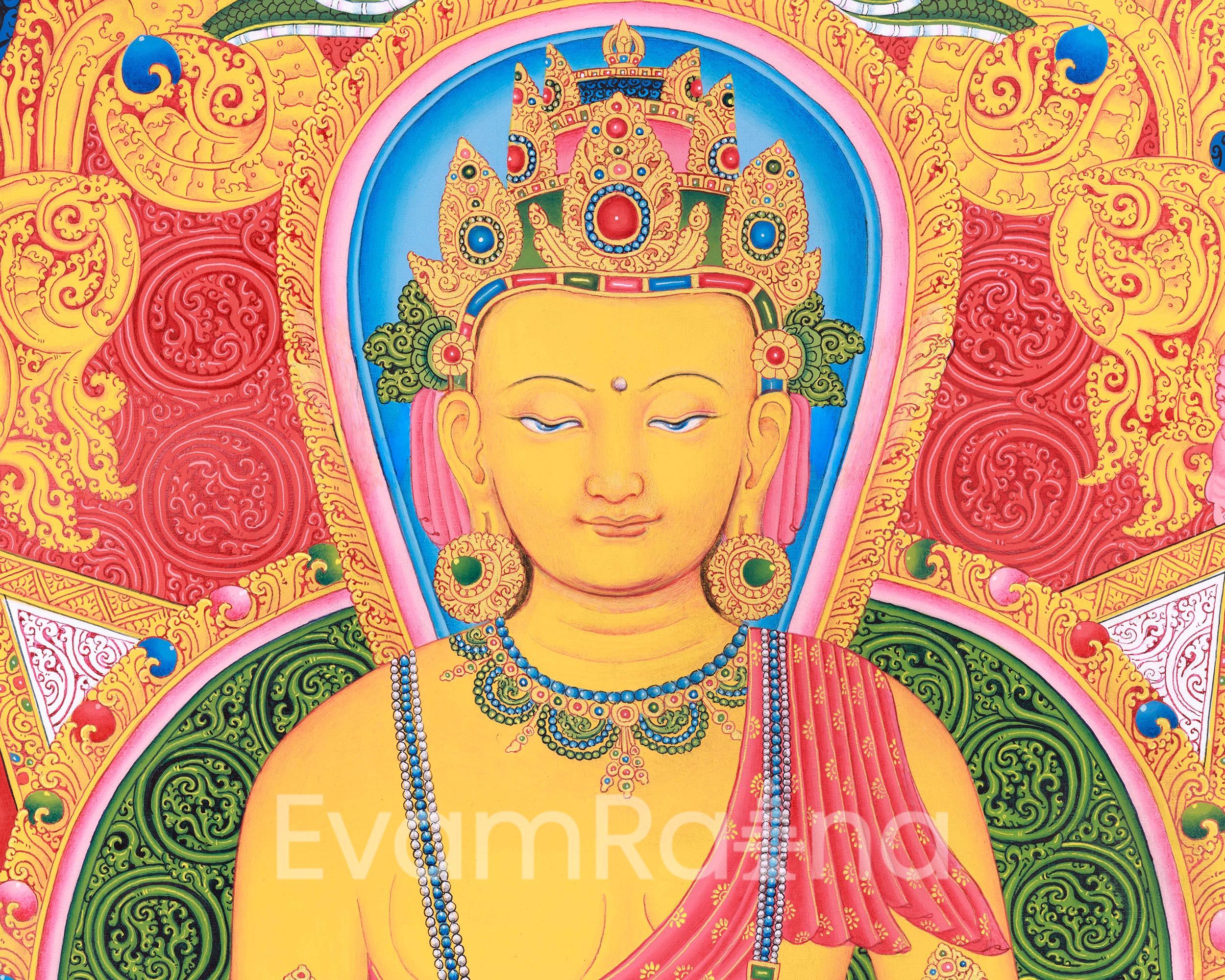 Siddhartha Gautama Thangka Print | Artwok Of Sakyamuni Buddha | Gautama Buddha Print