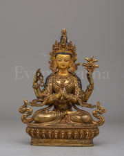 Bodhisattva Chenrezig Deity Statue | 24K Gold Plated Buddhist Sculpture