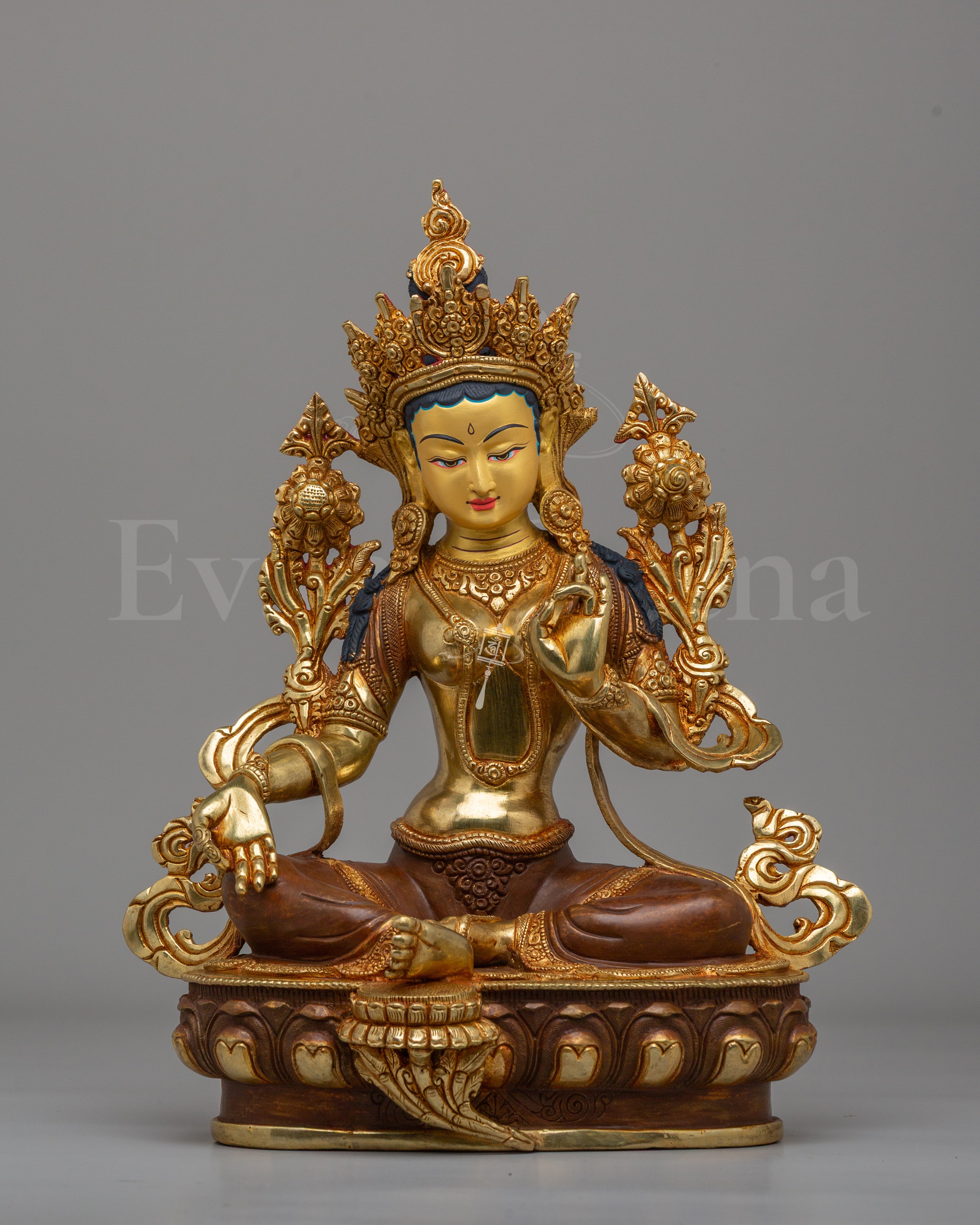 Handcrafted Green Tara Statue | Tibetan Buddhist Goddess Sculpture
