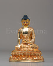 Sage Shakyamuni Buddha Figurine | 24K Gold Plated Buddhist Sculpture