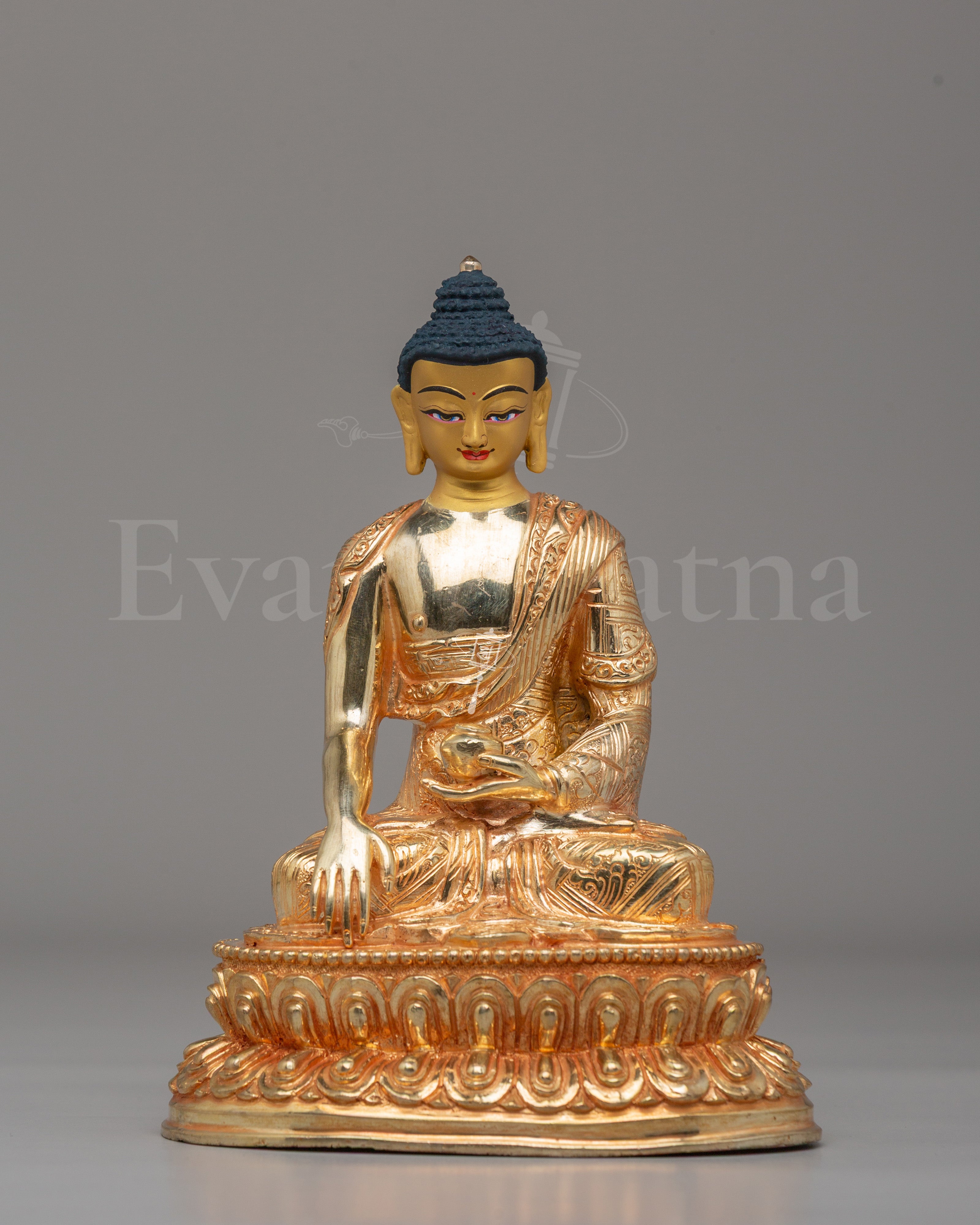 Sage Shakyamuni Buddha Figurine | 24K Gold Plated Buddhist Sculpture