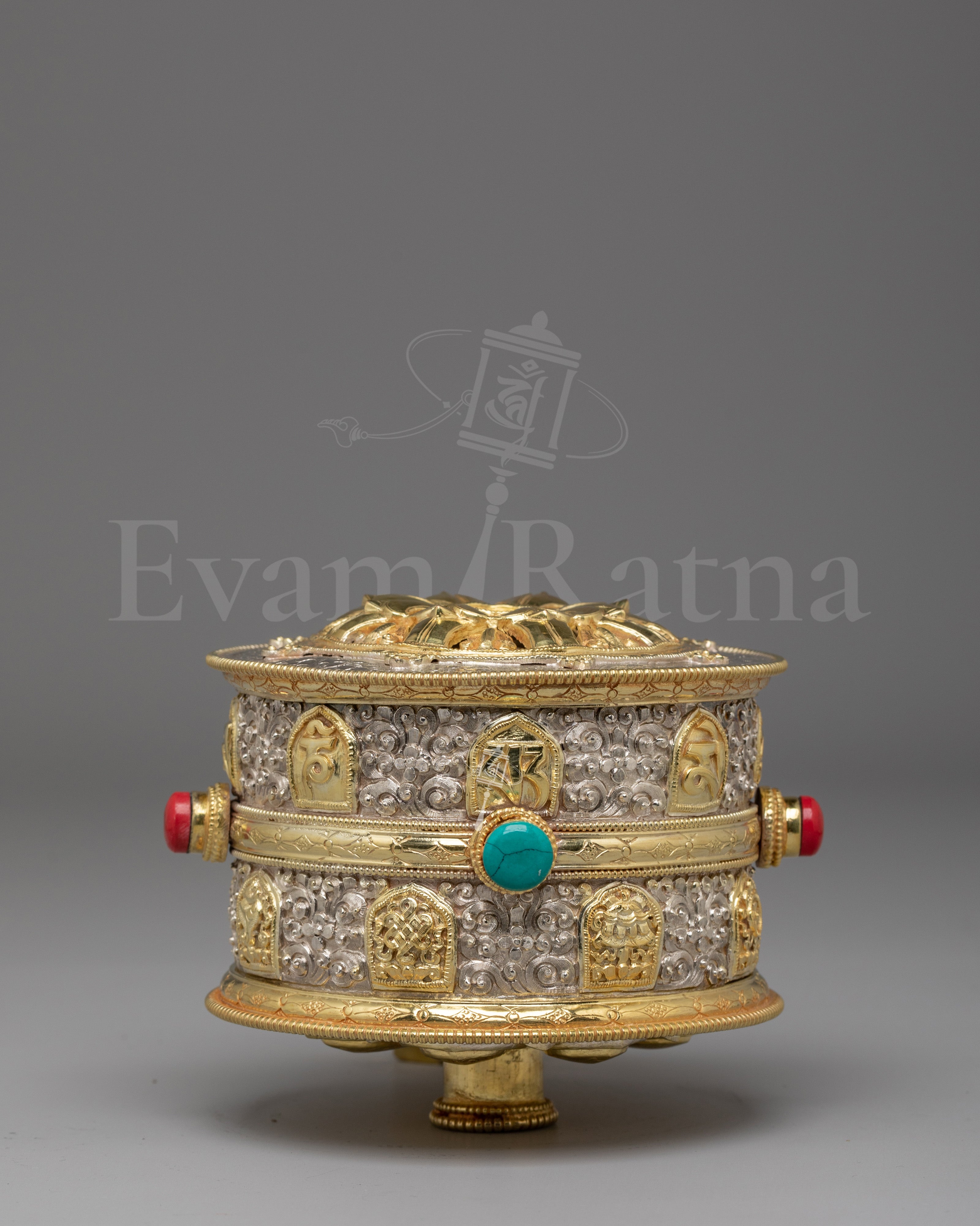 Mantra Carved Prayer Wheel | Tibetan Buddhist Ritual Artwork