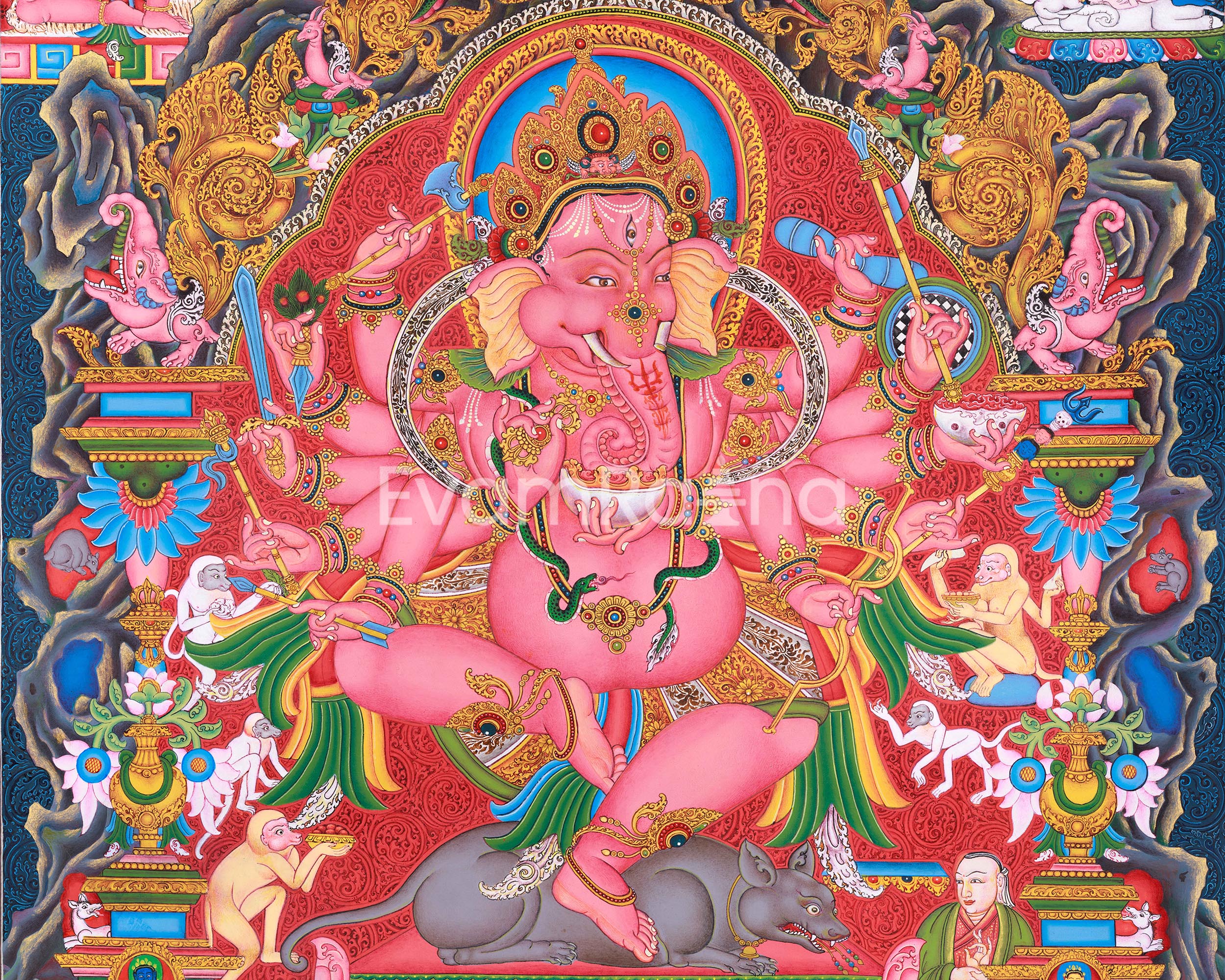 Ganesh Thangka Print for Abundance | Traditional Ganapati Artwork | Spiritual Gift Ideas