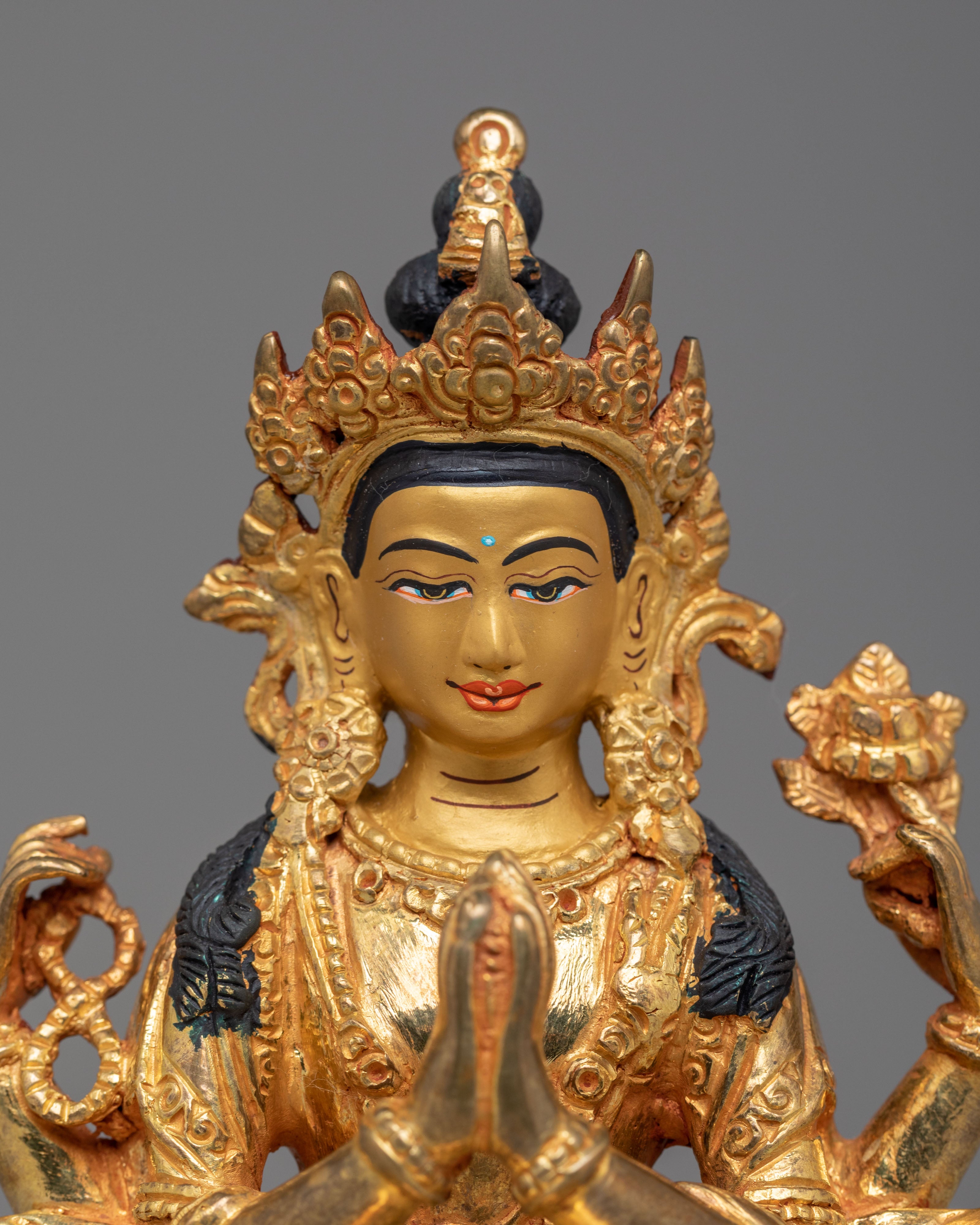 Spiritual Chenrezig on Throne Statue | Symbol of Compassion & Protection