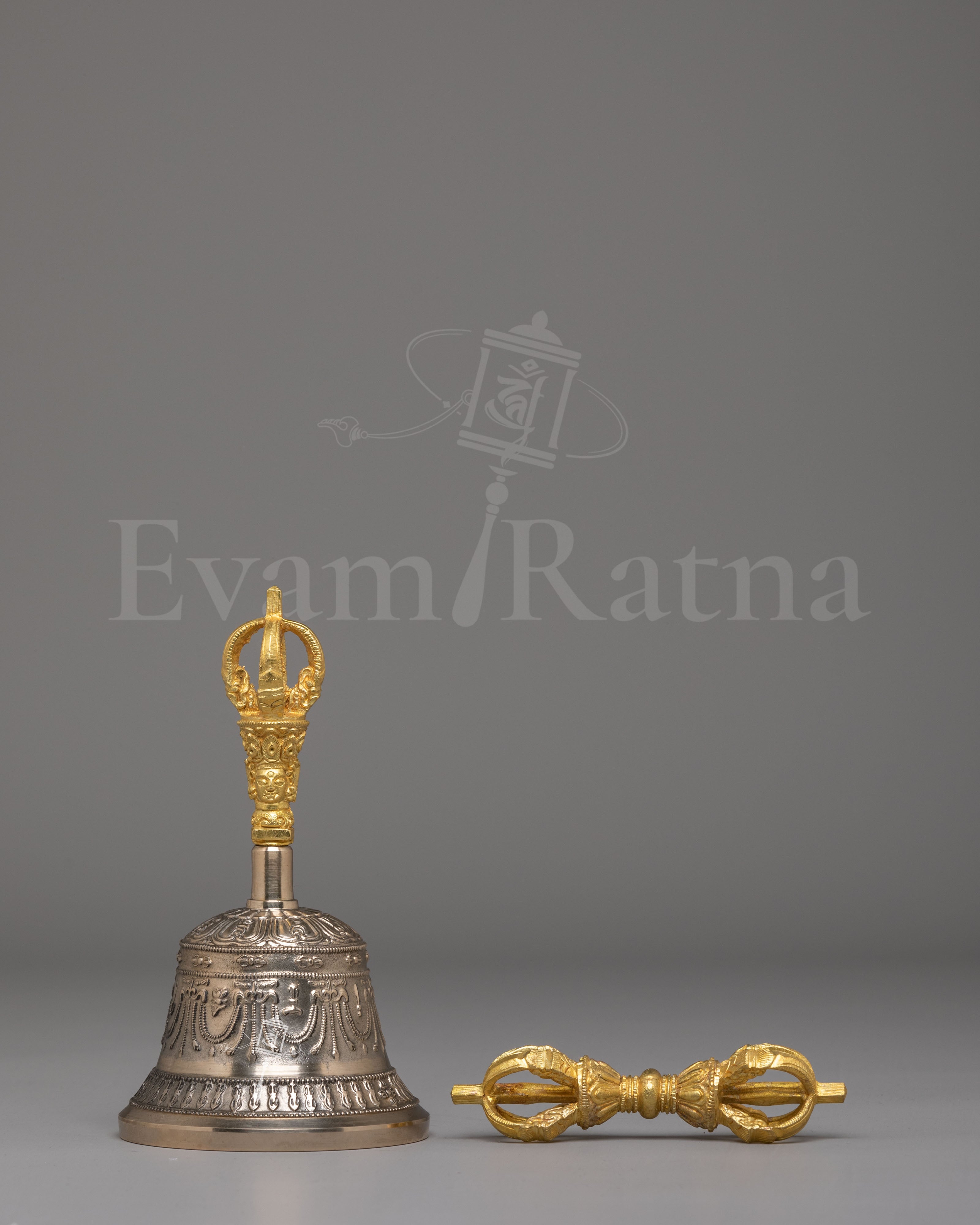Traditional Tibetan Prayer Bell and Vajra Set 