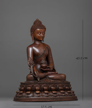 Medicine Buddha Oxidized Figure | Healing Presence of Enlightenment