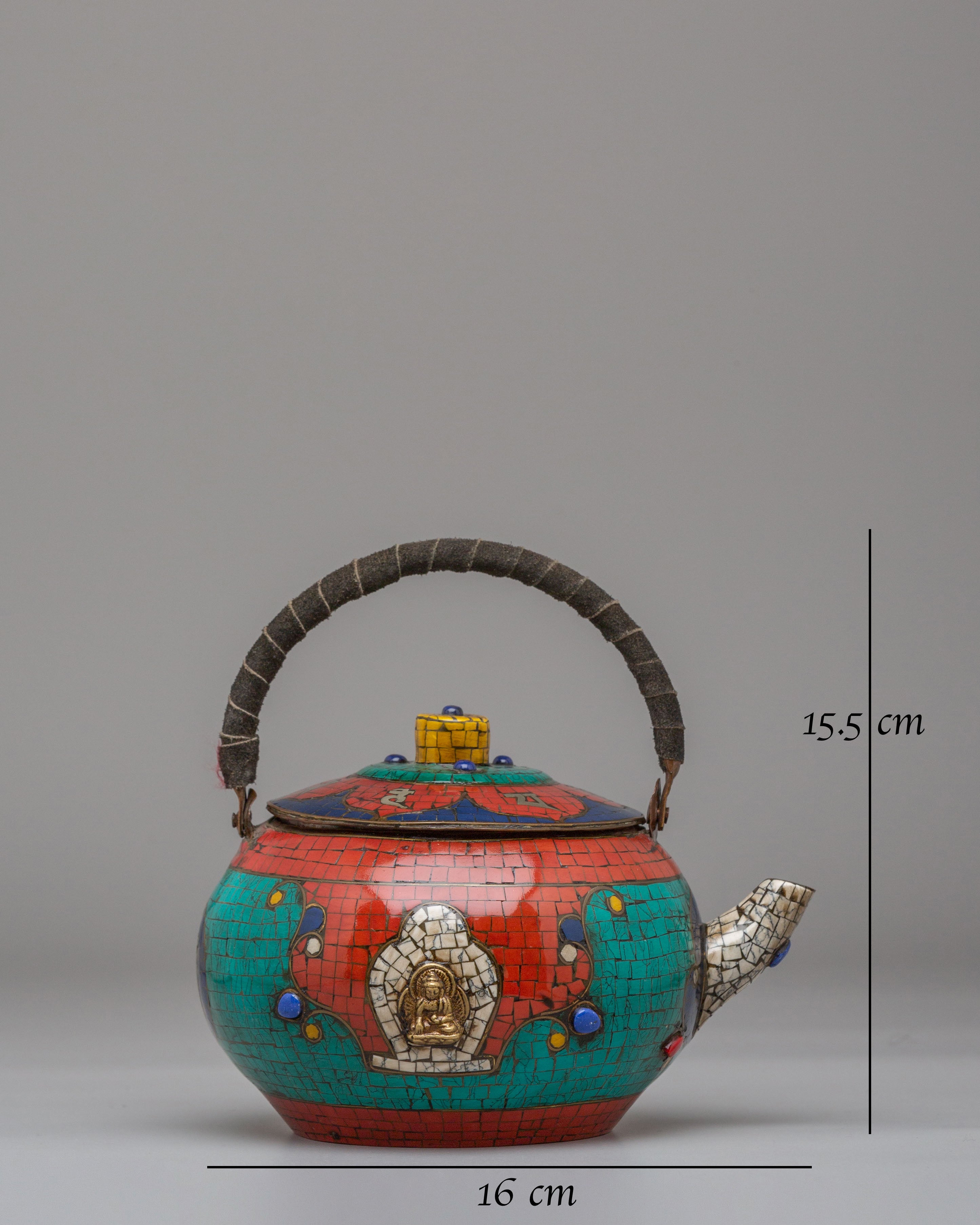Gemstone Inlay Tea Pot | Traditional Himalayan Craftsmanship