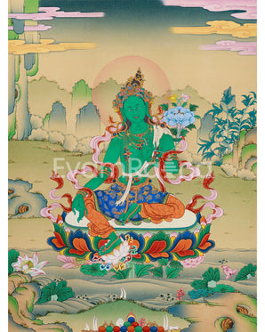 Green Tara Divine Tapestry Thangka Print |