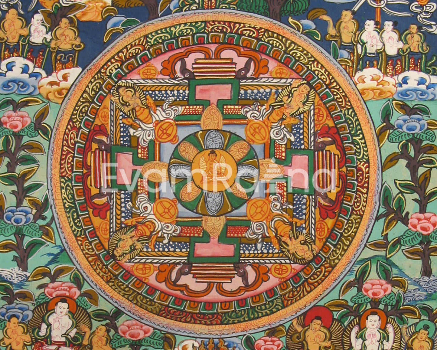 Five Buddhas Mandala | Spiritual Art for Altar space | Mindfulness Meditation Gifts