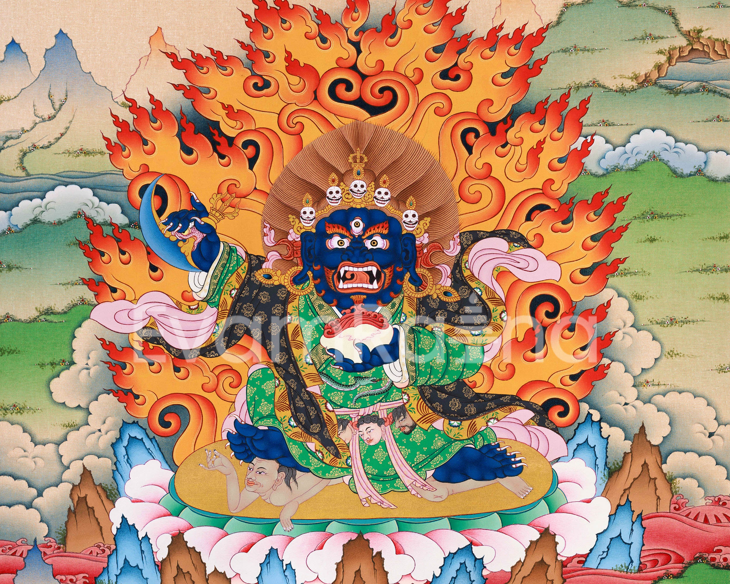 Mahakala Bernagchen Thangka Print | Artwork Of Guardian of the Dharma | Buddhist Gift Idea