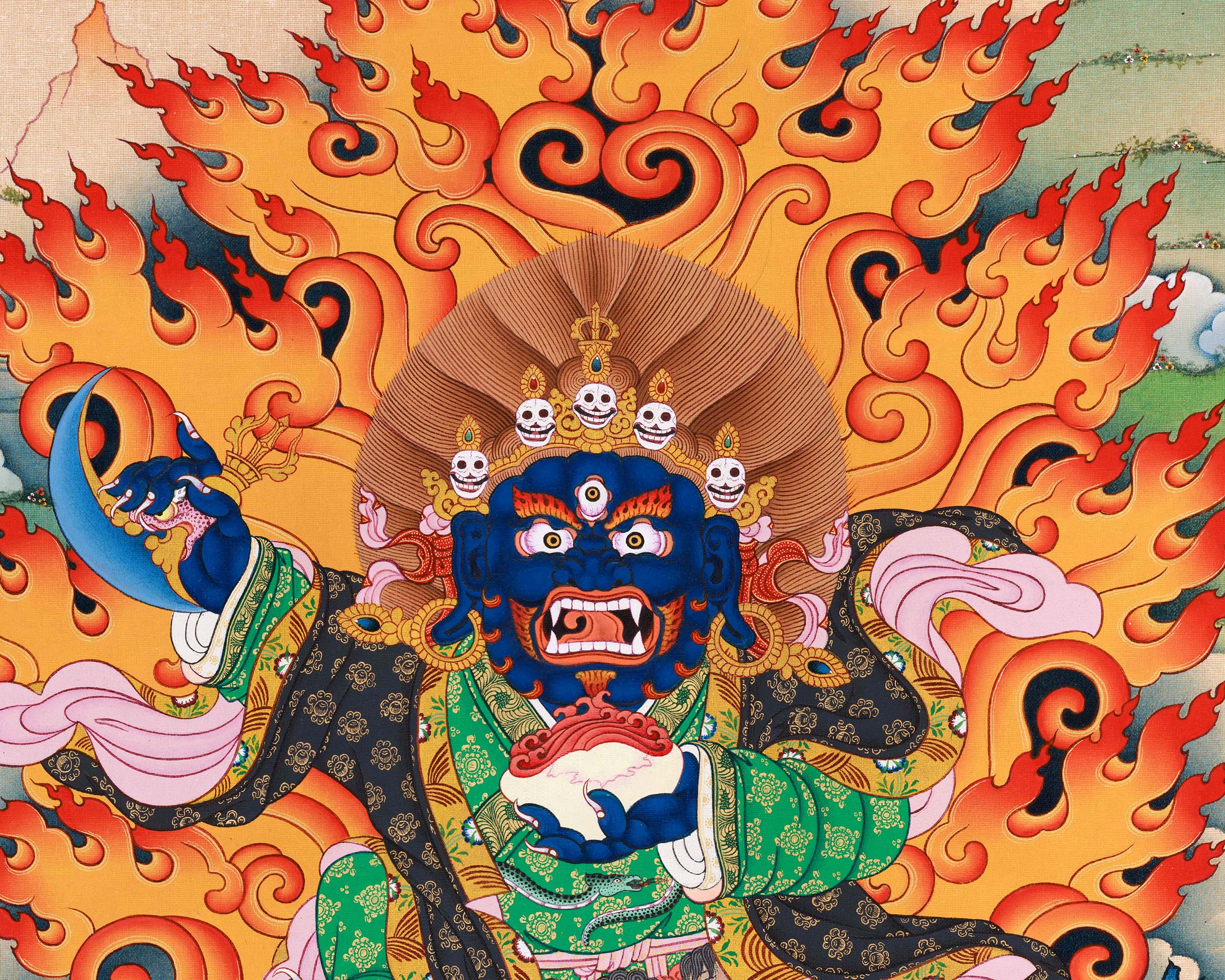 Mahakala Bernagchen Thangka Print | Artwork Of Guardian of the Dharma | Buddhist Gift Idea