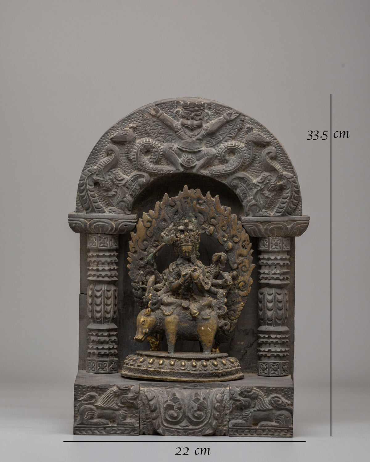 Tibetan Buddhist Marichi Statue | Handmade Brass and Wood Deity Sculpture