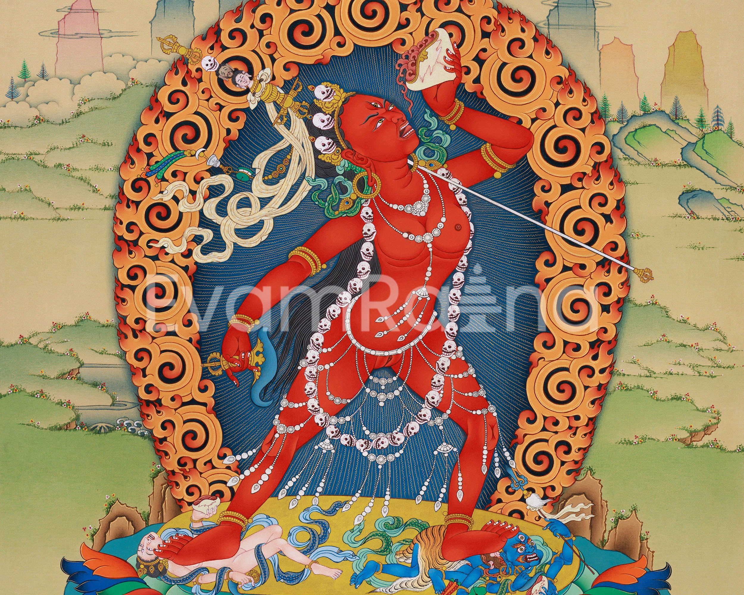Vajrayogini Thangka Print | Traditional Dakini Canvas Art | Wall Decors
