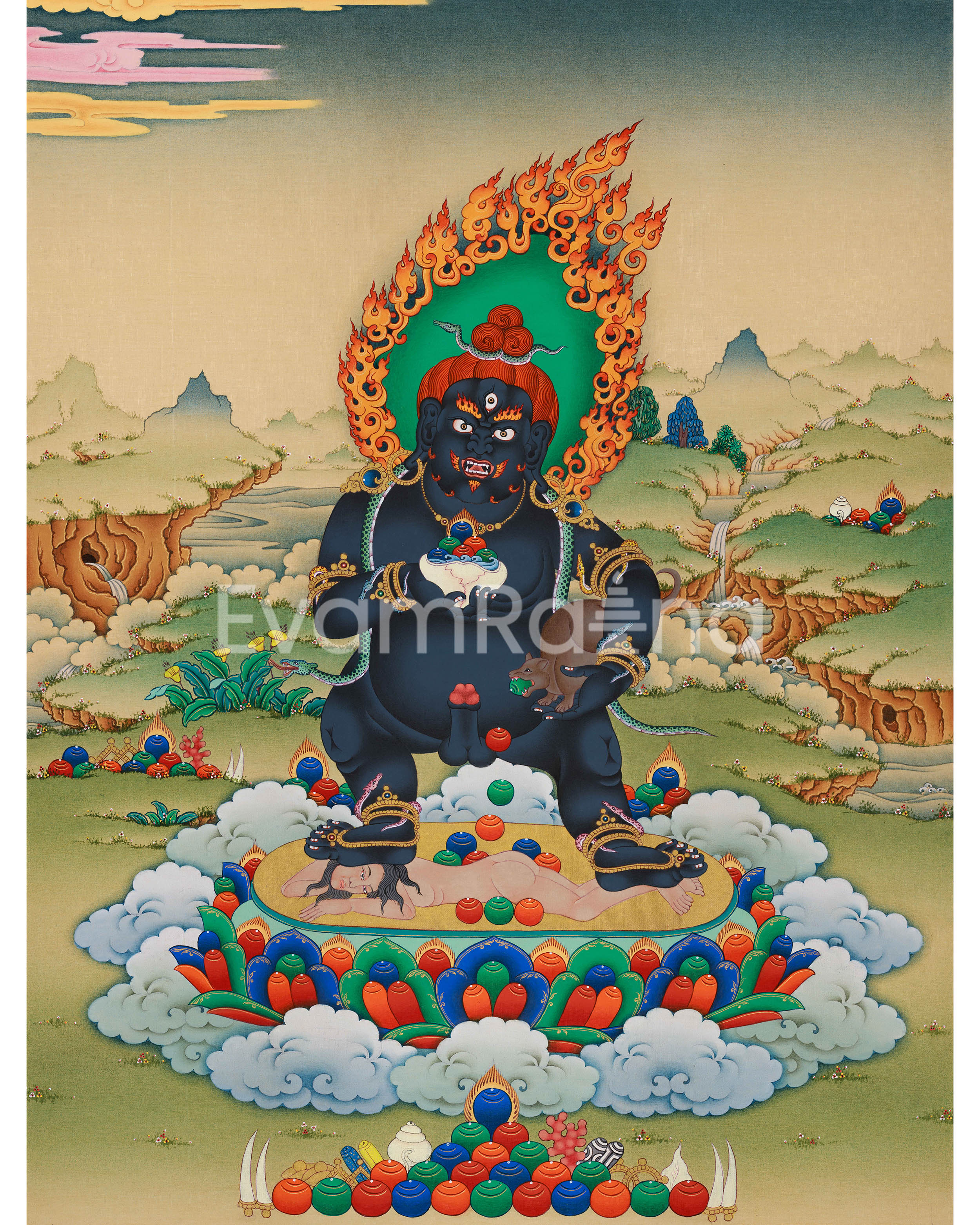 Traditional Black Dzambhala Canvas Print 