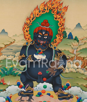 Traditional Black Dzambhala Canvas Print | High Quality Giclee Artwork | Wall Decoration