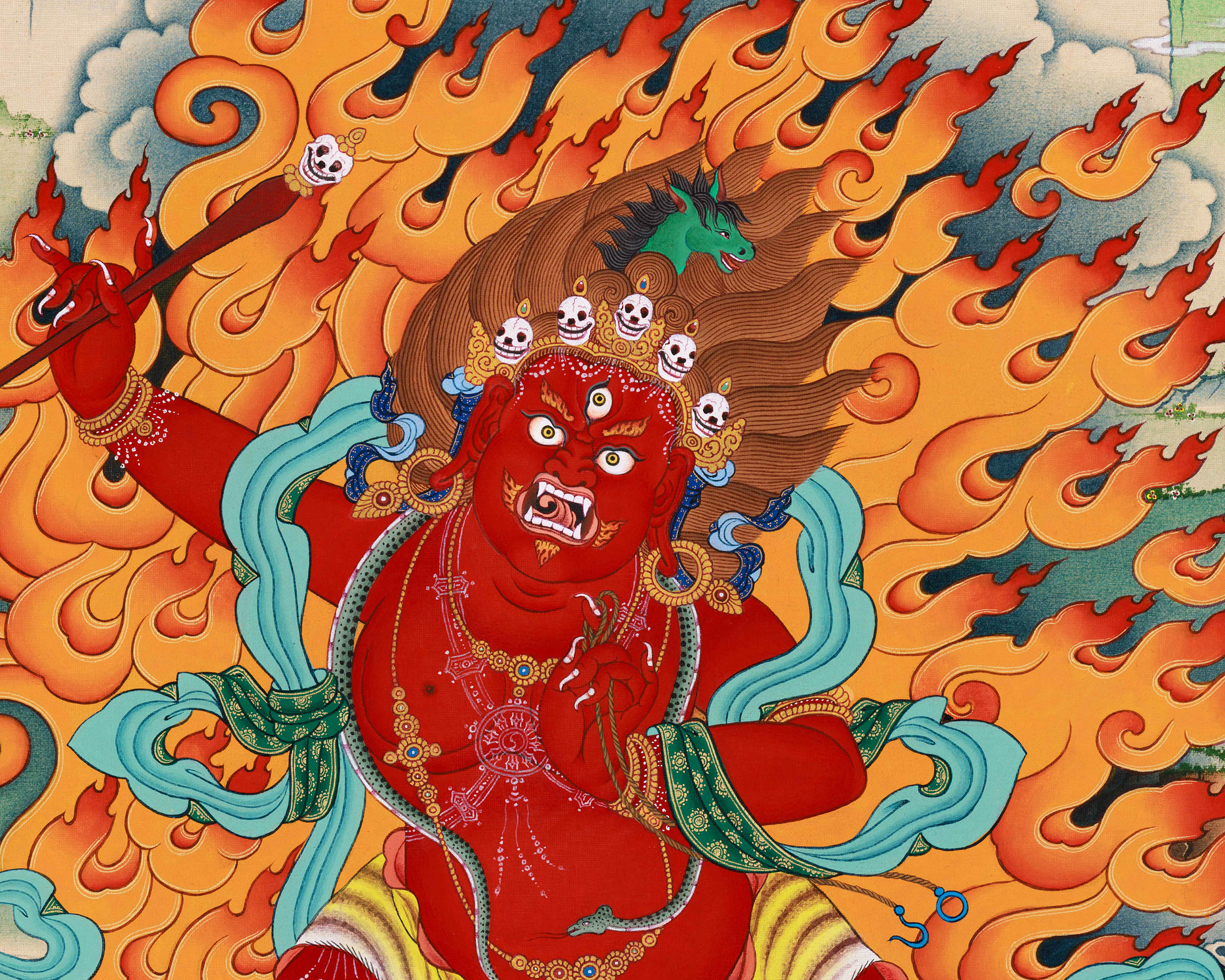 Spiritual Hayagriva Thangka Print | The Divine Fierce Protector | Digital Canvas Print Decor