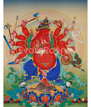 12-Armed Ganesh Thangka Print