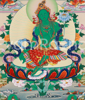 Twenty One Tara Thangka Print | Giclee Art on Canvas | Traditional Wall Decors