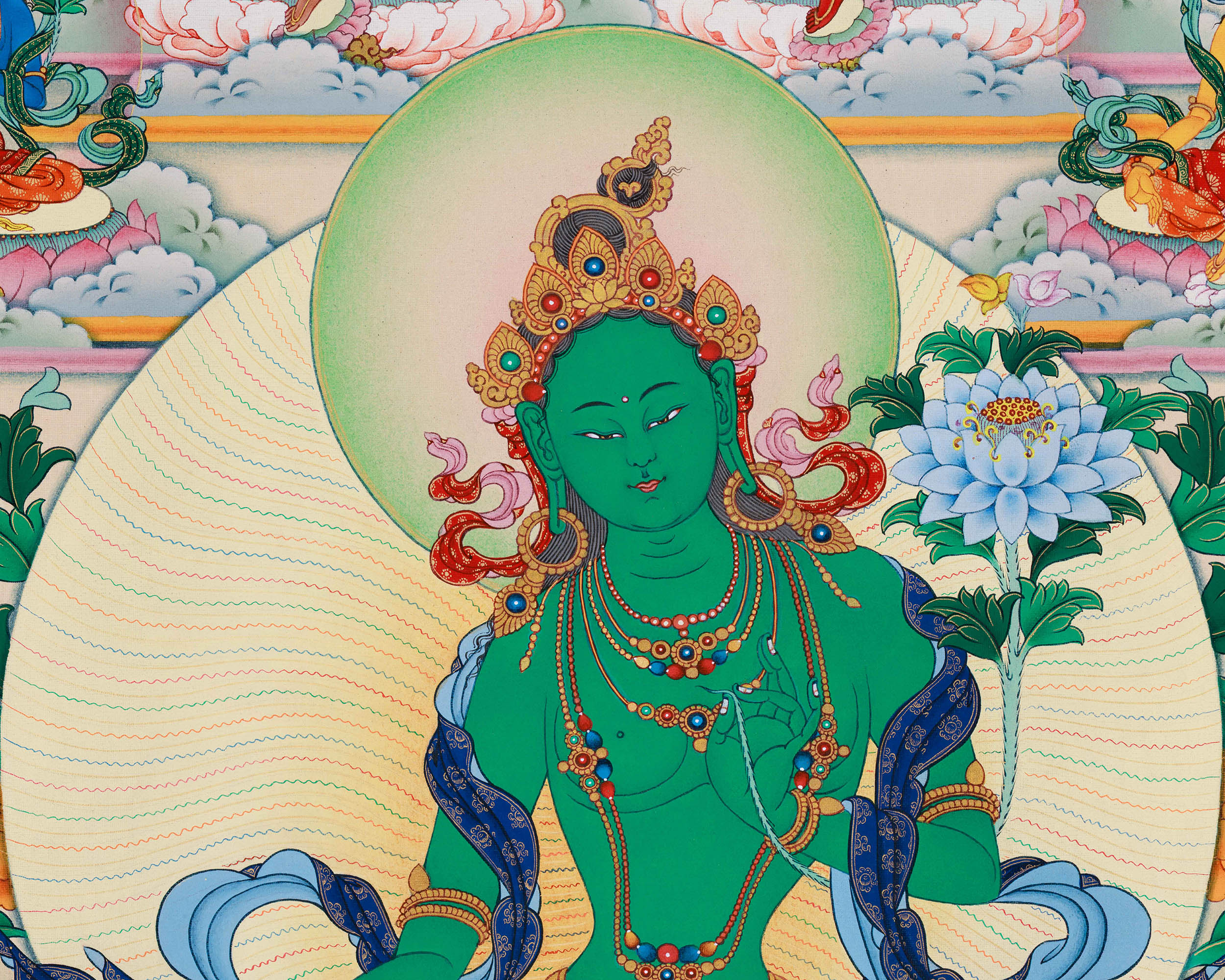 Twenty One Tara Thangka Print | Giclee Art on Canvas | Traditional Wall Decors